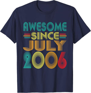 Awesome Since July 2006 Years 20th Bday Funny Vintage T-Shirt - T-Shirt | Navy