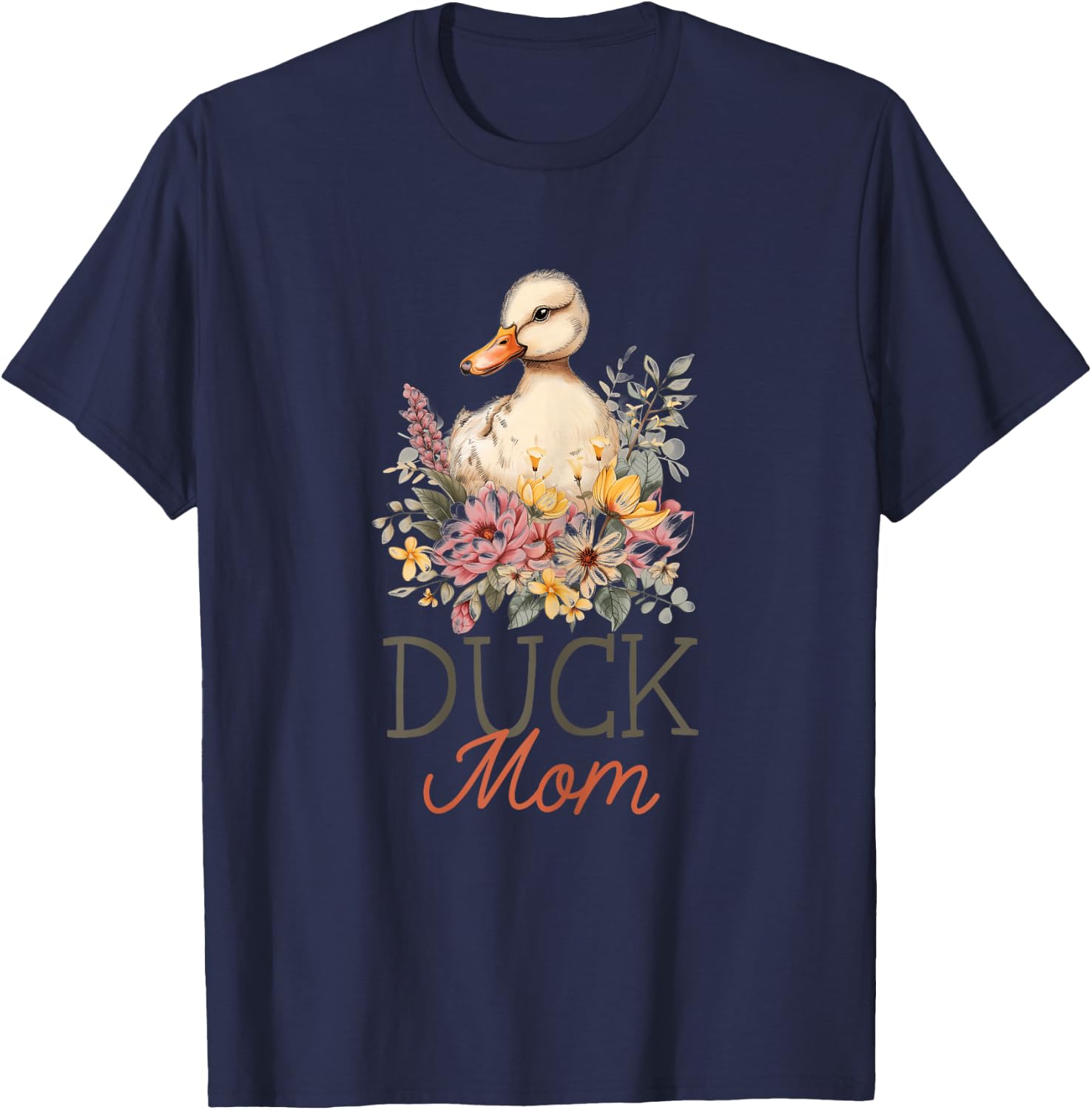 Duck Mom Vintage Flowers Floral Duck Lover T-Shirt - T-Shirt | Navy