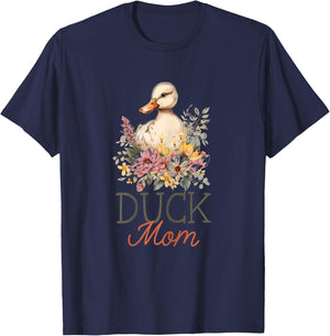 Duck Mom Vintage Flowers Floral Duck Lover T-Shirt - T-Shirt | Navy