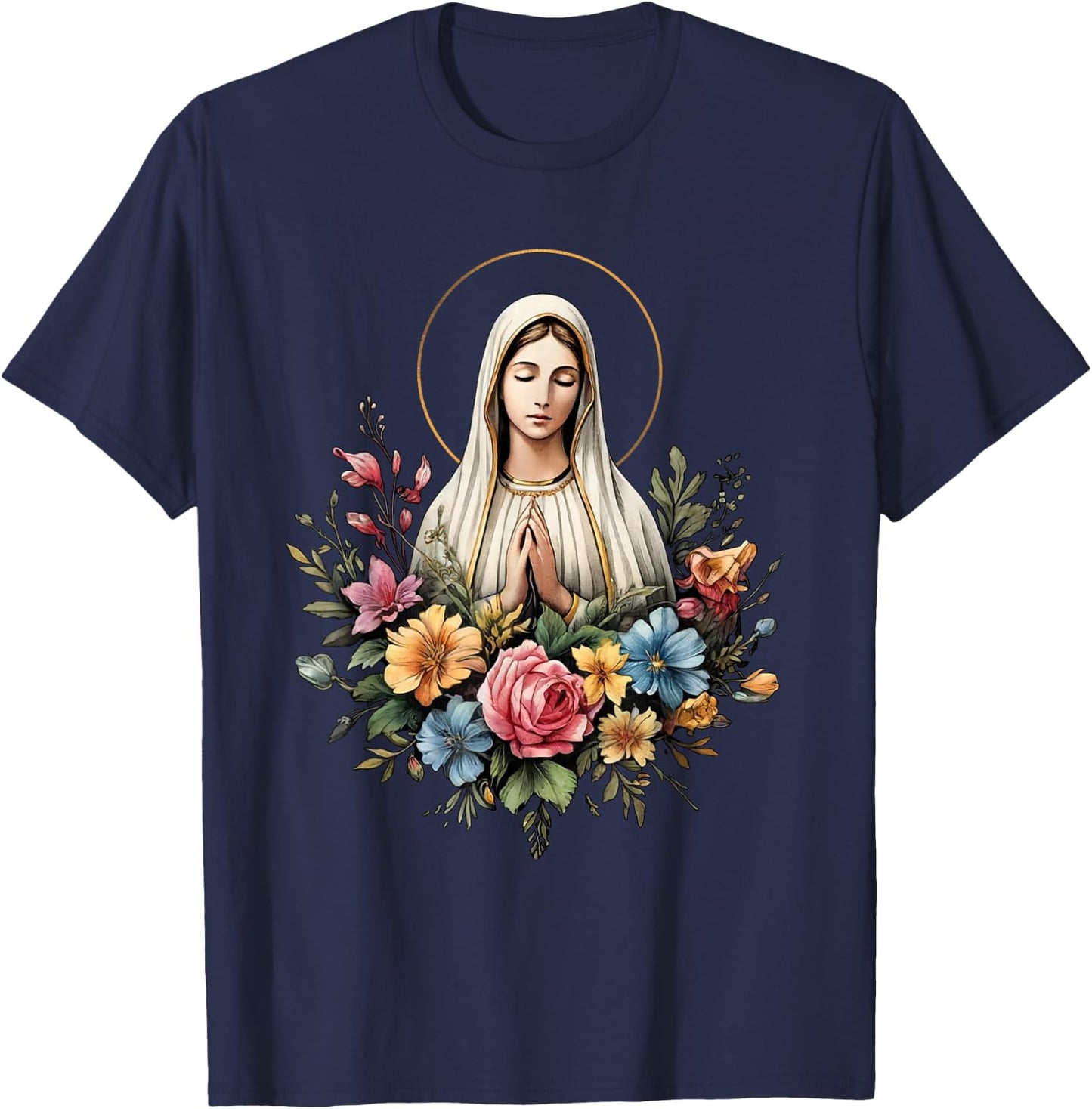 Our Lady of Fatima Mother Mary Holy Mary Powerful Symbol , Blue, S T-Shirt - T-Shirt | Navy