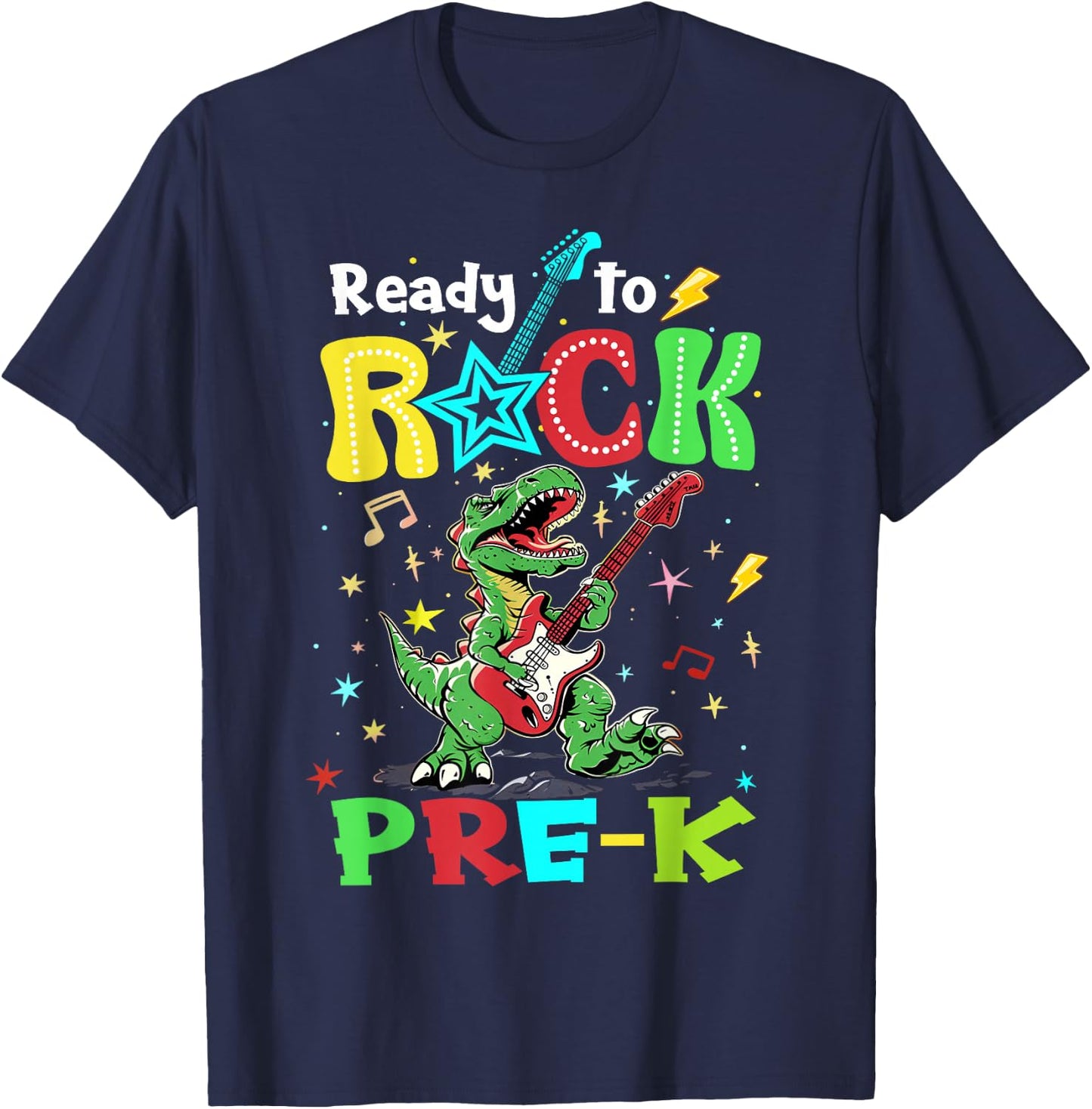 Ready To Rock Pre K Dinosaur 1st Day Of Prek School Boys T-Shirt - T-Shirt | Navy