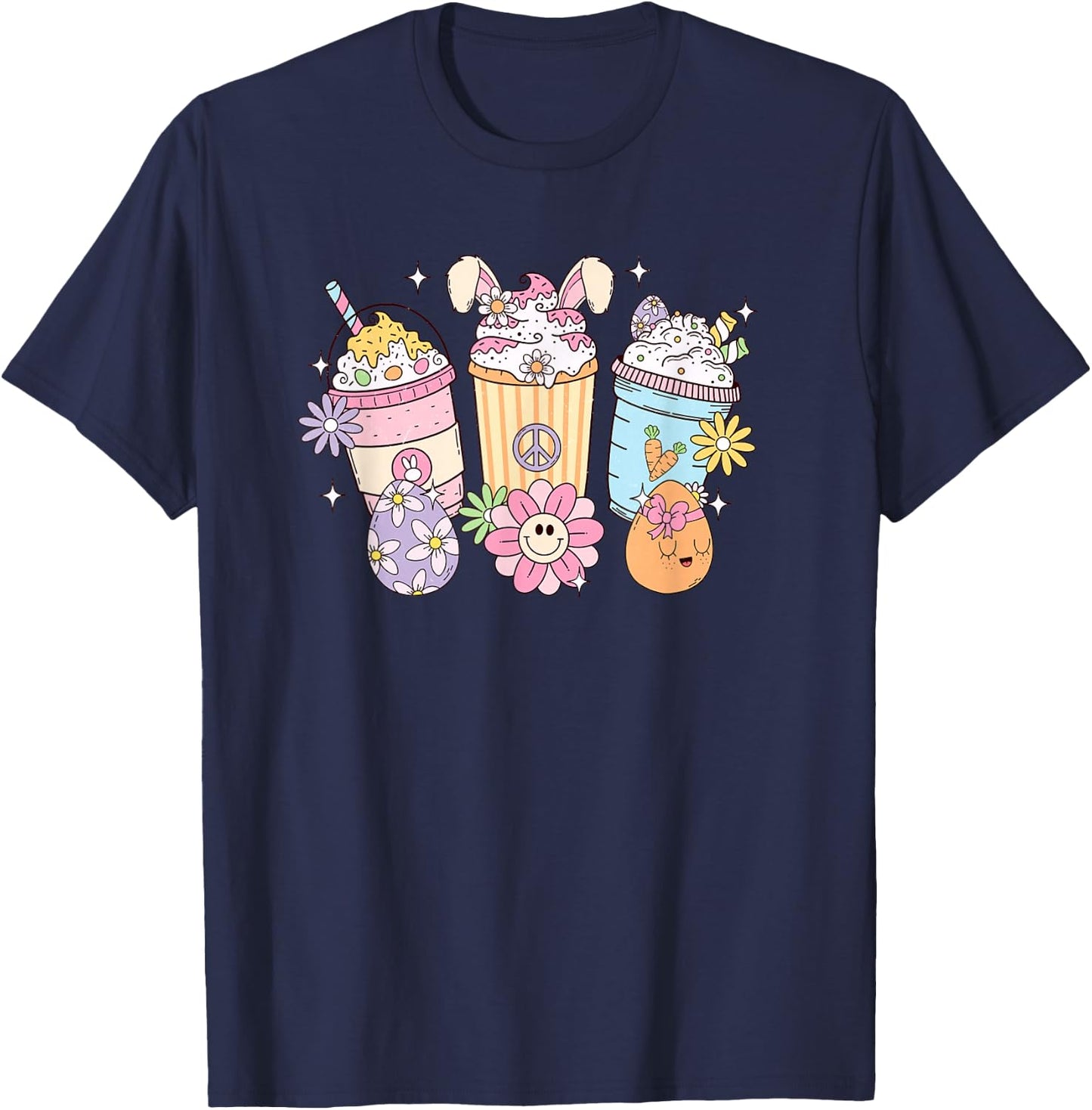 Easter Bunny Milkshake with Eggs Happy Easter Day T-Shirt - T-Shirt | Navy