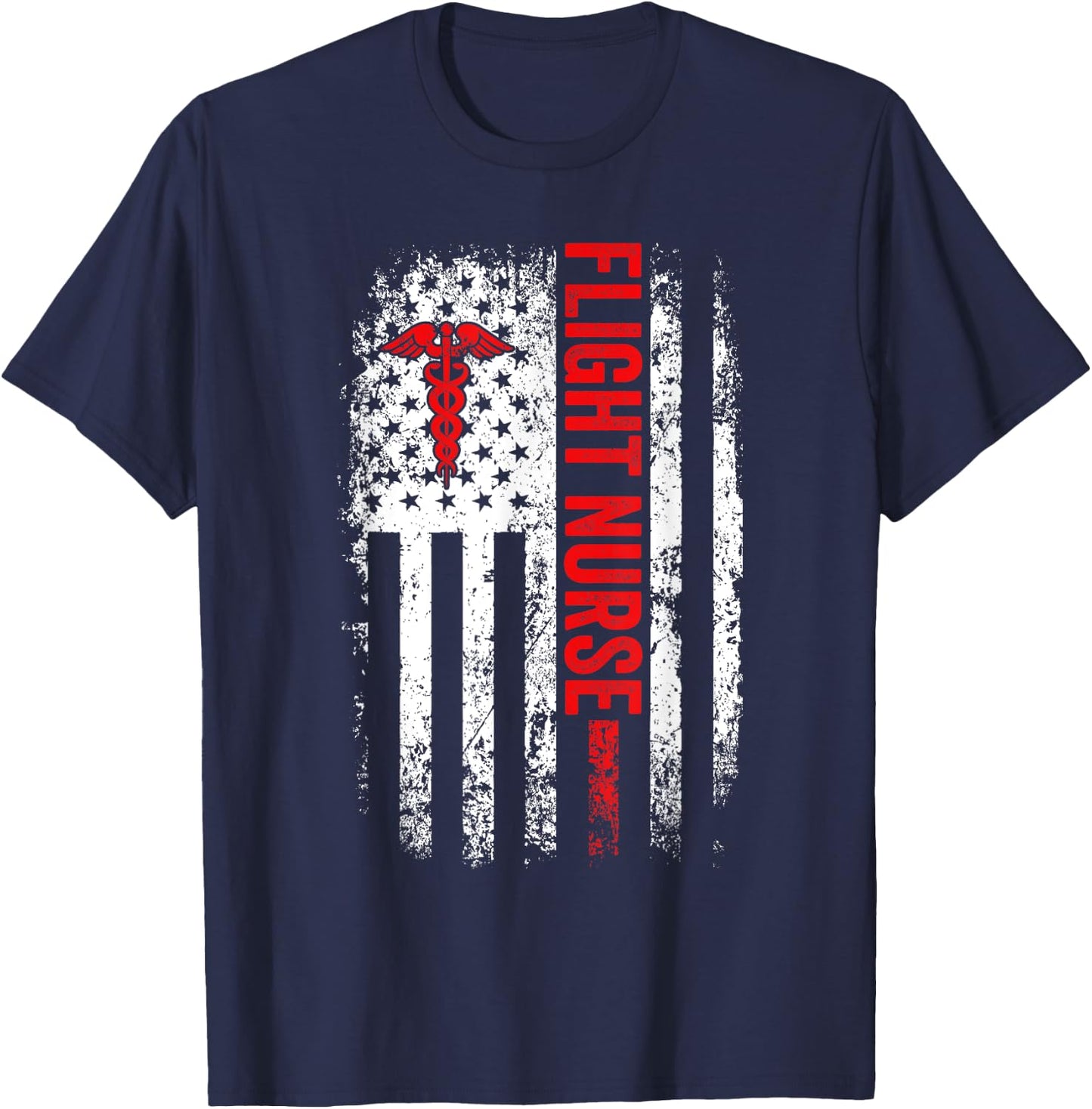 US American Flag Flight Nurse Funny Nursing Men T-Shirt - T-Shirt | Navy