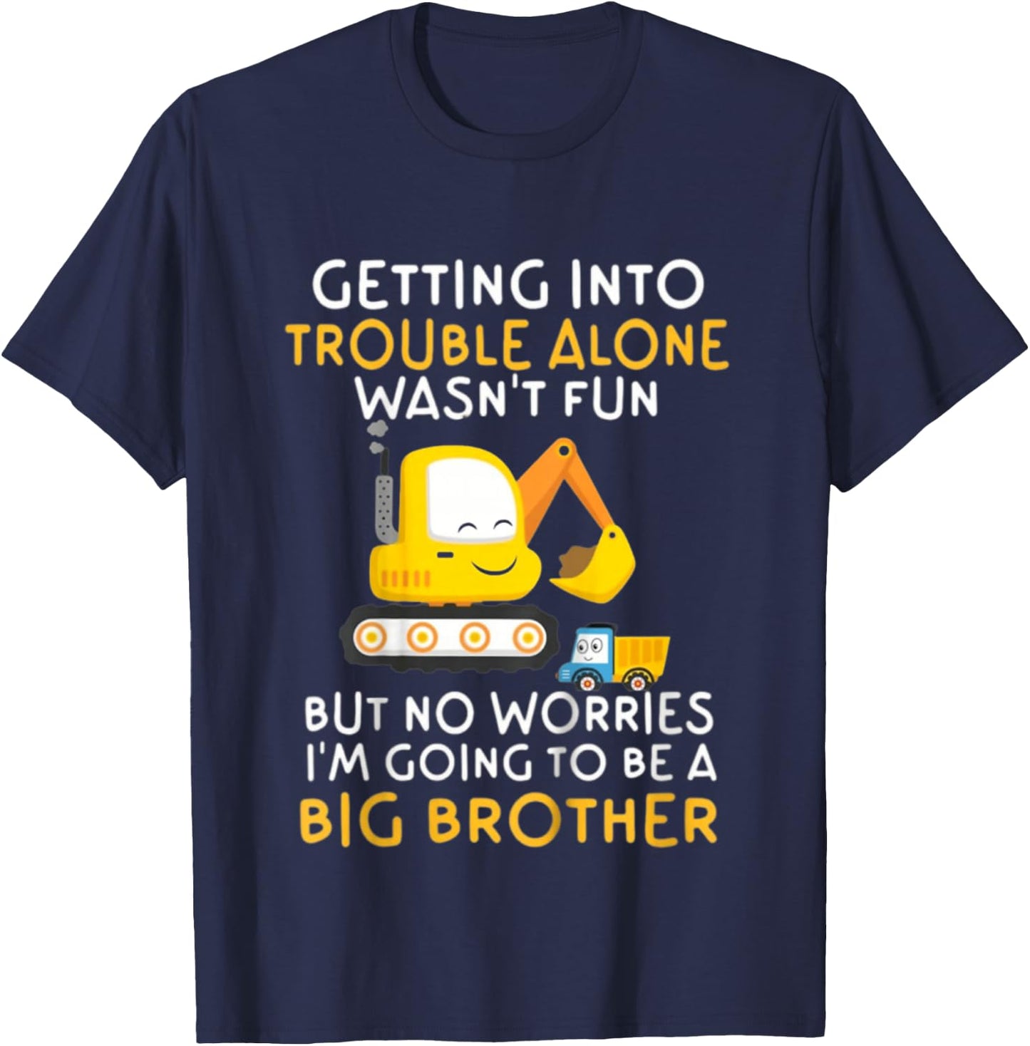 Kids Promoted to Big brother 2027 Construction Excavator Toddlers T-Shirt - T-Shirt | Navy