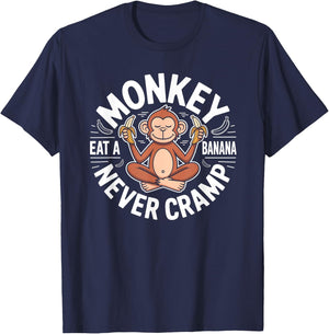 Monkey Never Cramp Eat a Banana T-Shirt - T-Shirt | Navy