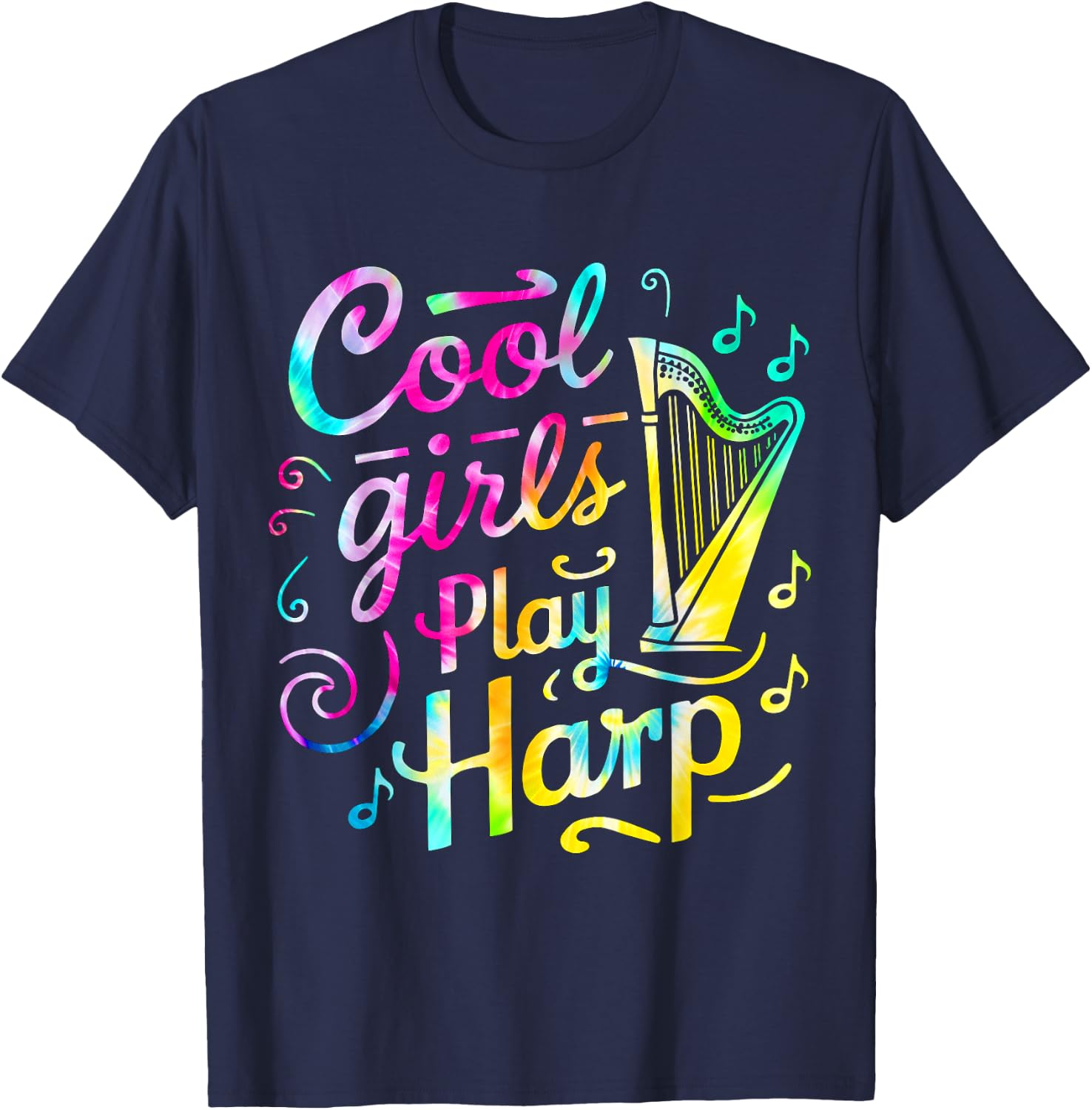Cool Girls Play Harp , Black, S T-Shirt - T-Shirt | Navy