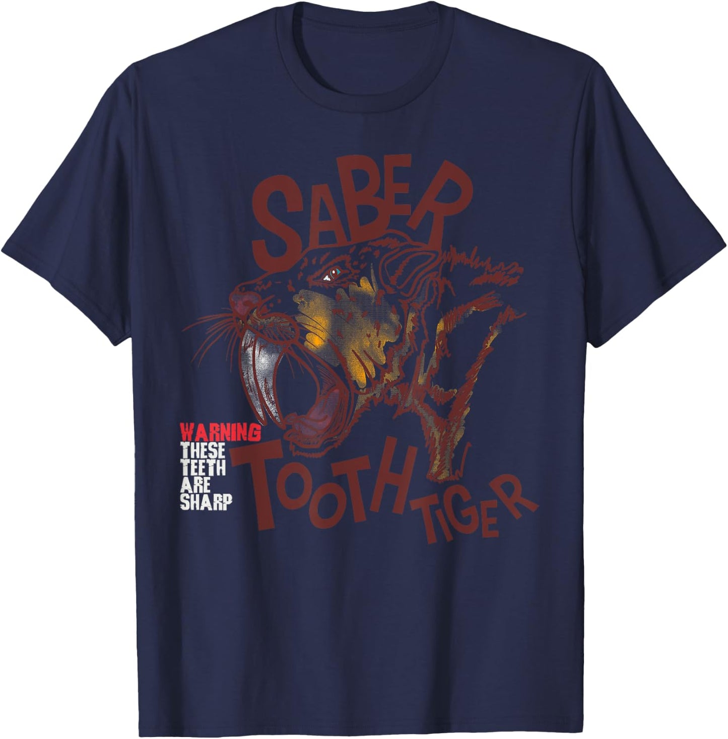 Saber-toothed tiger extinct predatory cat funny saying child Women Girls Kids T-Shirt - T-Shirt | Navy