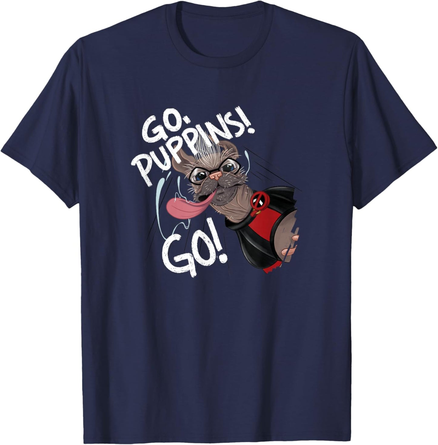 Marvel Studios Deadpool & Wolverine Dogpool Go Puppins Go! , Black, S T-Shirt - T-Shirt | Navy