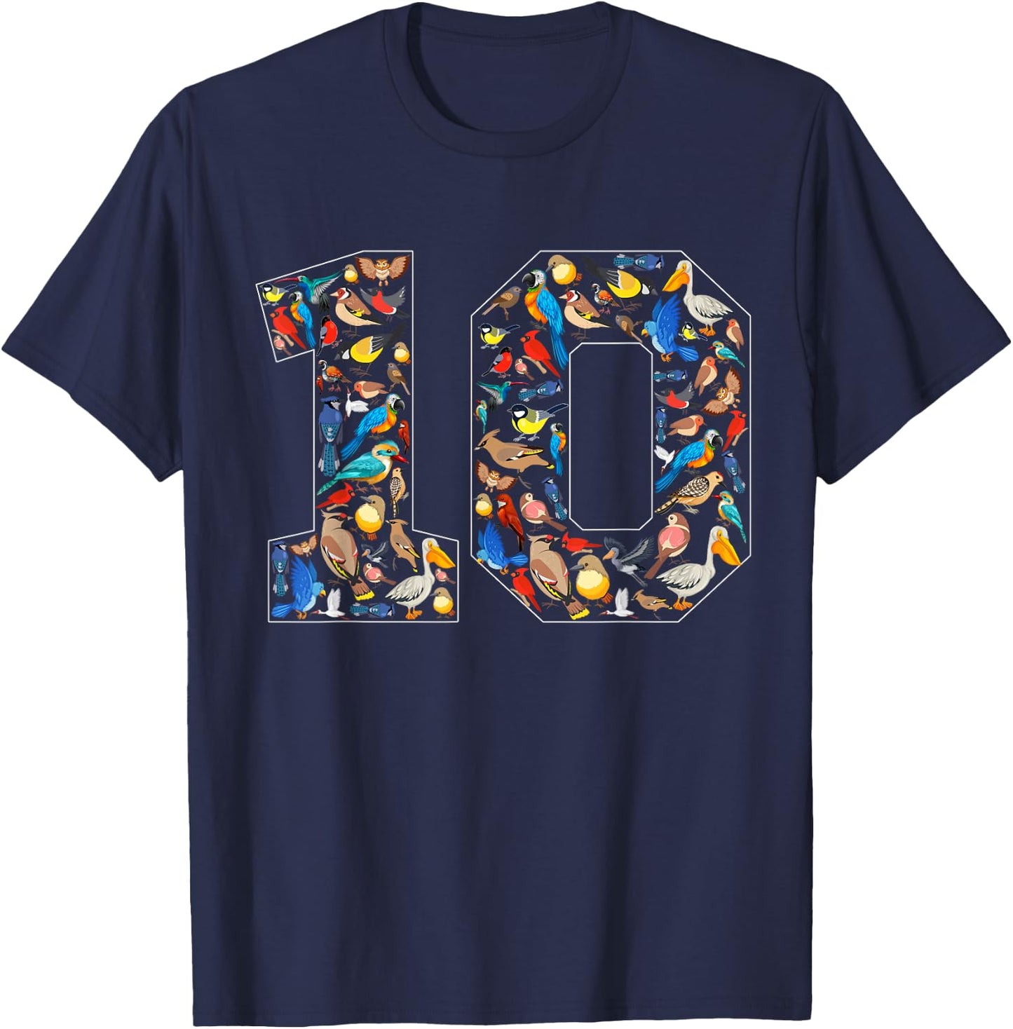 10th Birthday Birds Theme 10 Year Old Bird Lover Birthday T-Shirt - T-Shirt | Navy