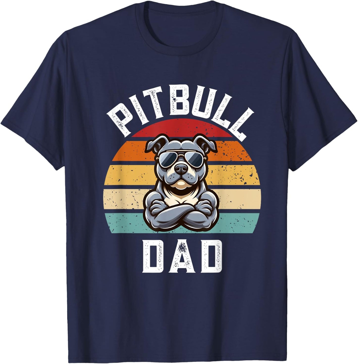 Funny Pitbull Dad Dog T-Shirt - T-Shirt | Navy