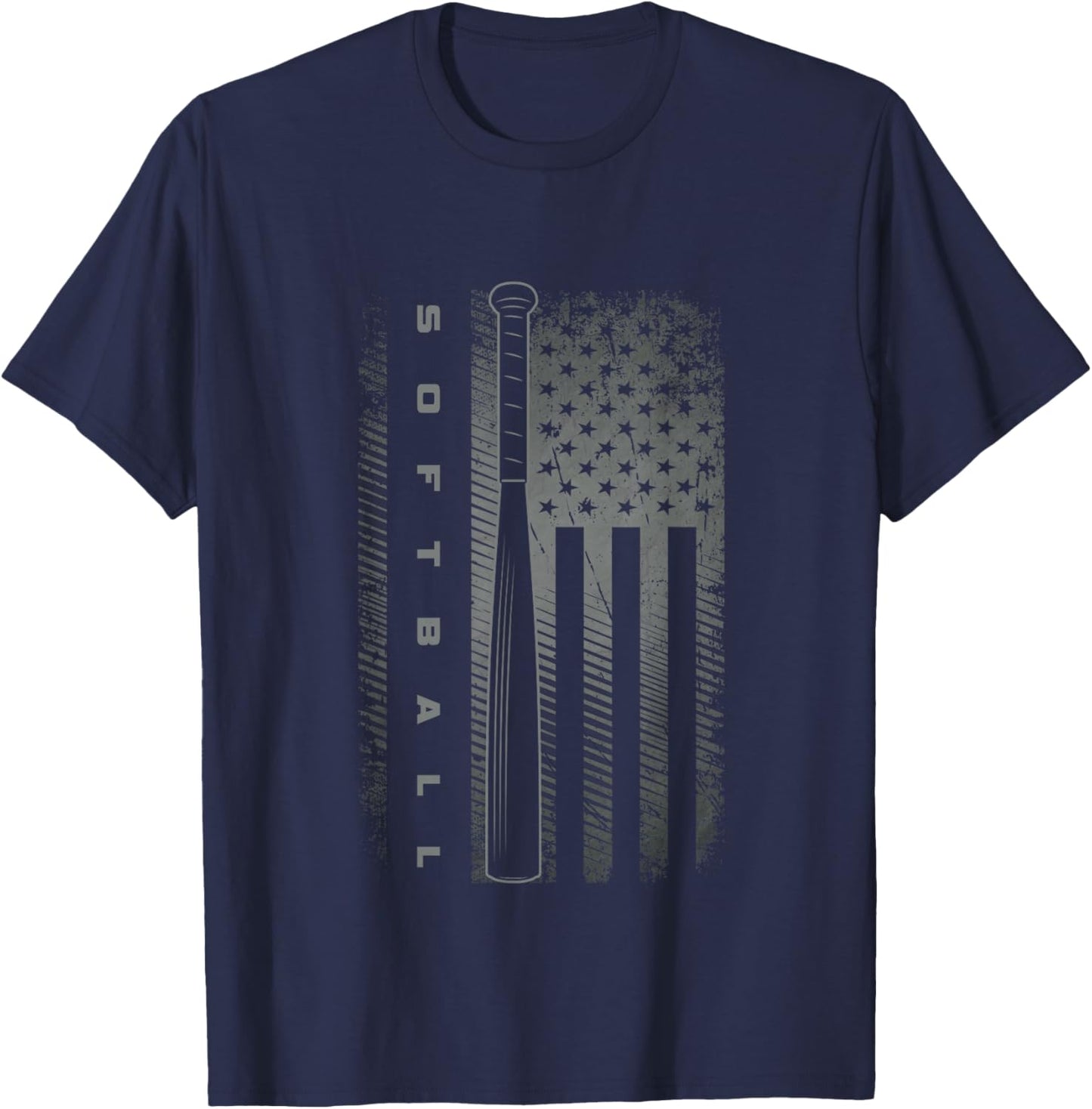 American Flag Softball Apparel - Softball Kids Men T-Shirt - T-Shirt | Navy