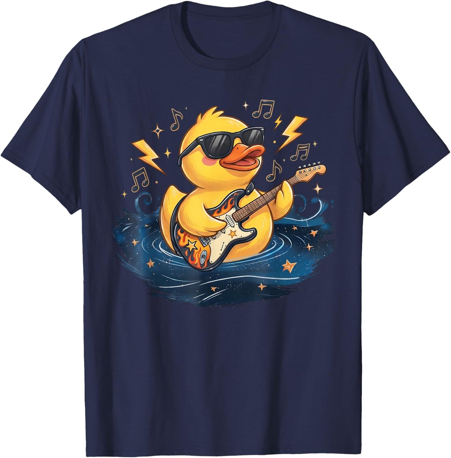 Duckie Sunglasses Duckling Funny Ducky Rubber Duck Guitar T-Shirt - T-Shirt | Navy