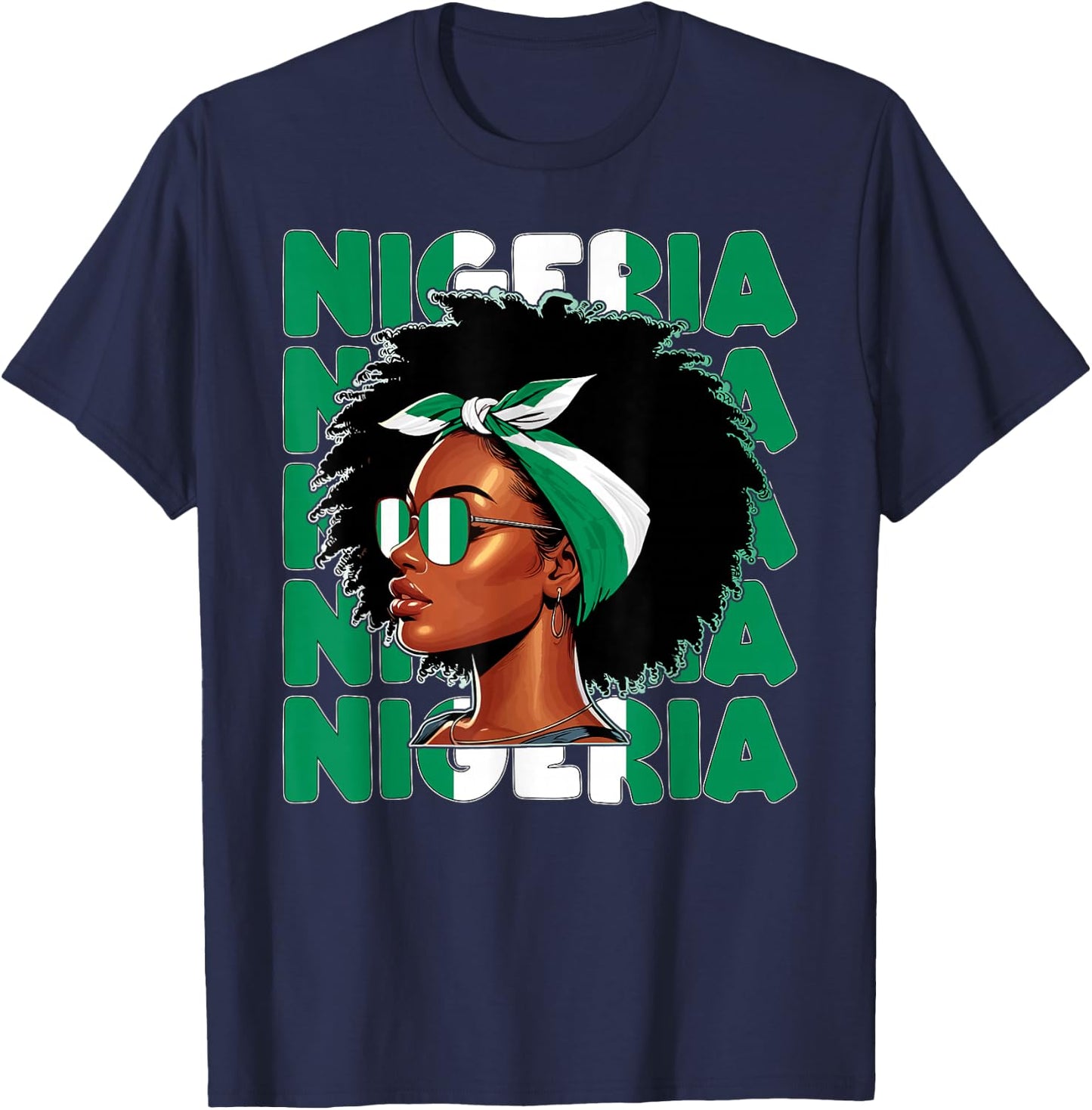 Drapeau Nigérian Fille Nigeria Fière Afro Naija Femme T-Shirt - T-Shirt | Navy