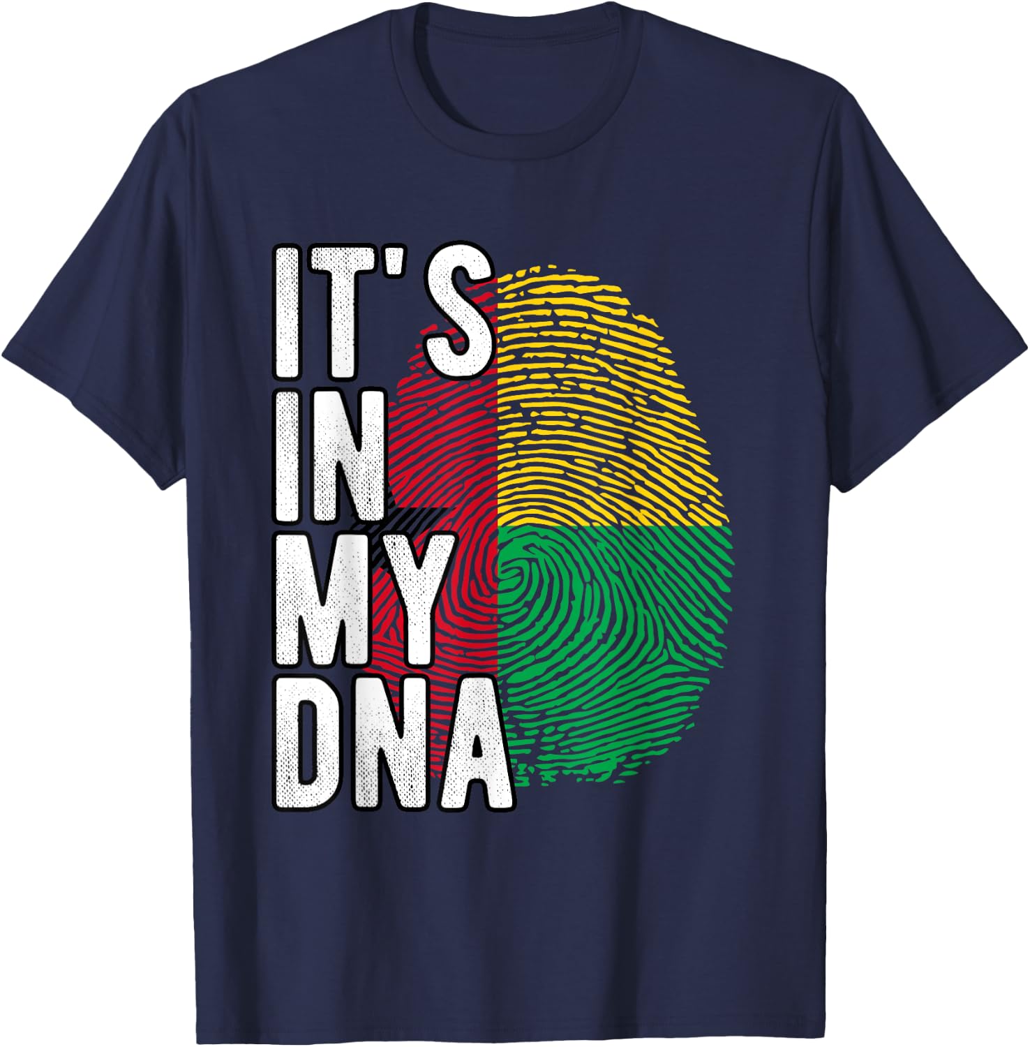 Funny it's in my DNA Guinea Bissau flag Fingerprint T-Shirt - T-Shirt | Navy