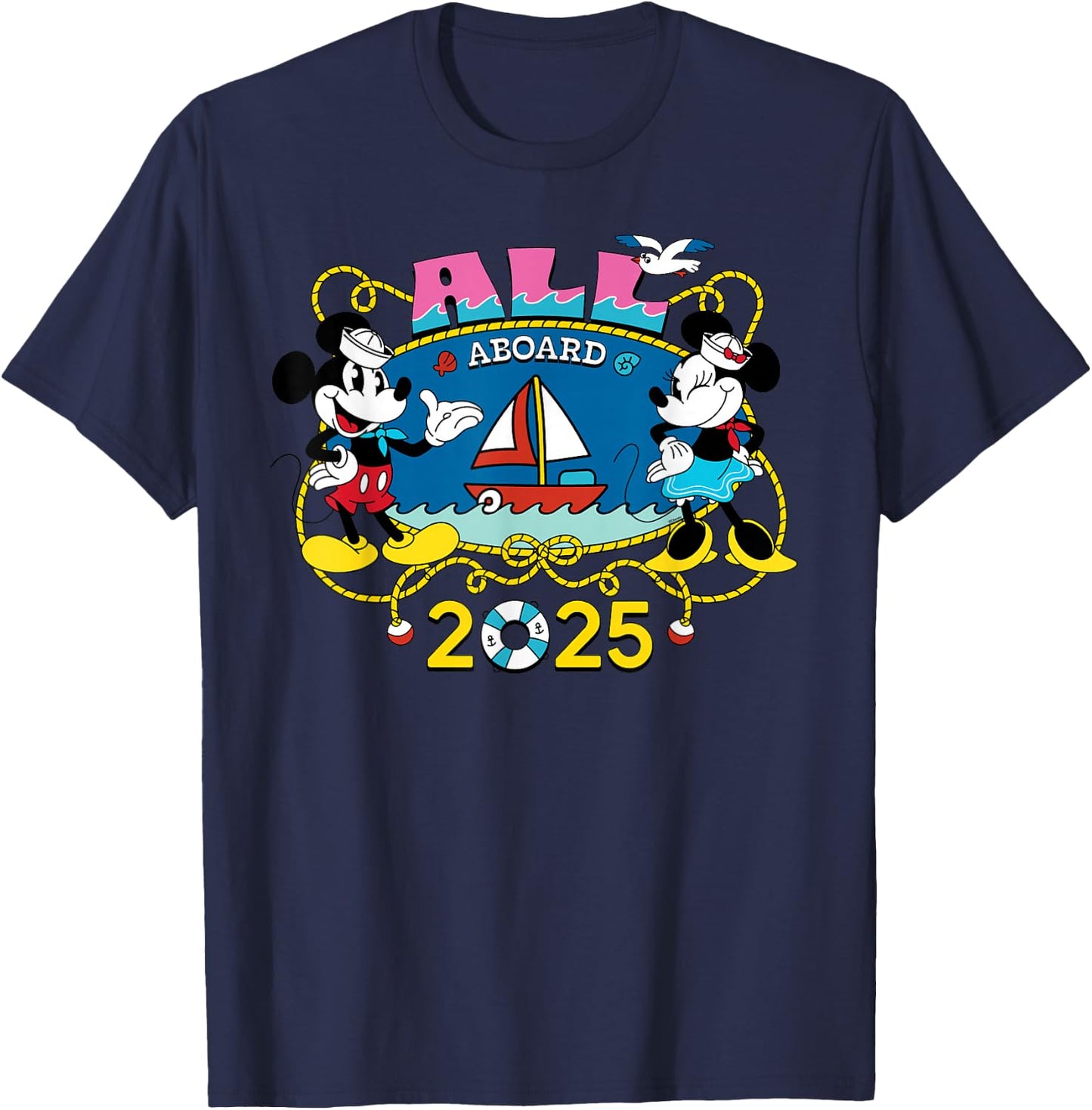 Disney Cruise Family Group Vacation Matching All Aboard 2025 T-Shirt - T-Shirt | Navy