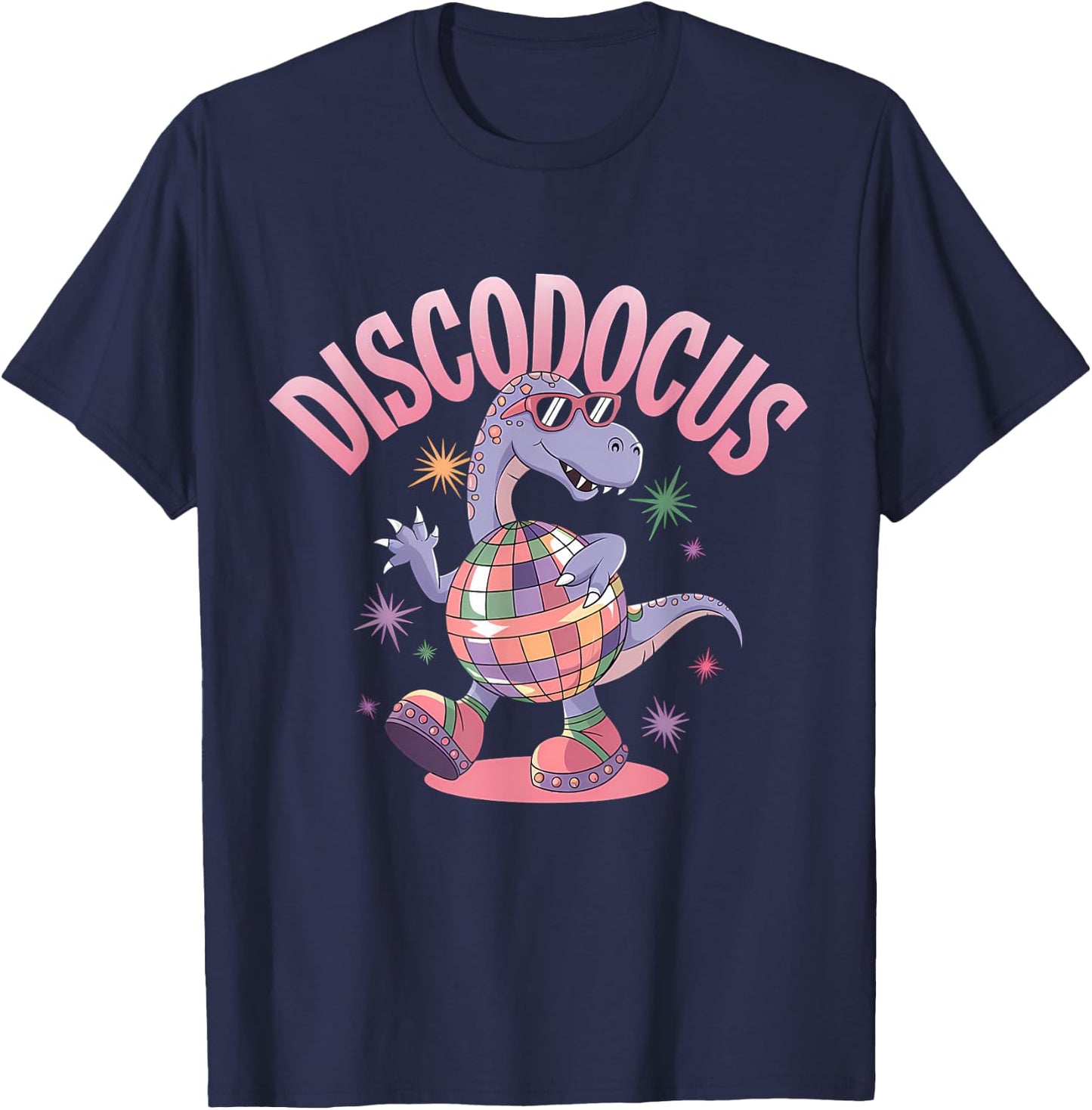 Disco Dancing Dinosaur Diplodocus Dino Funny 70s Disco T-Shirt - T-Shirt | Navy
