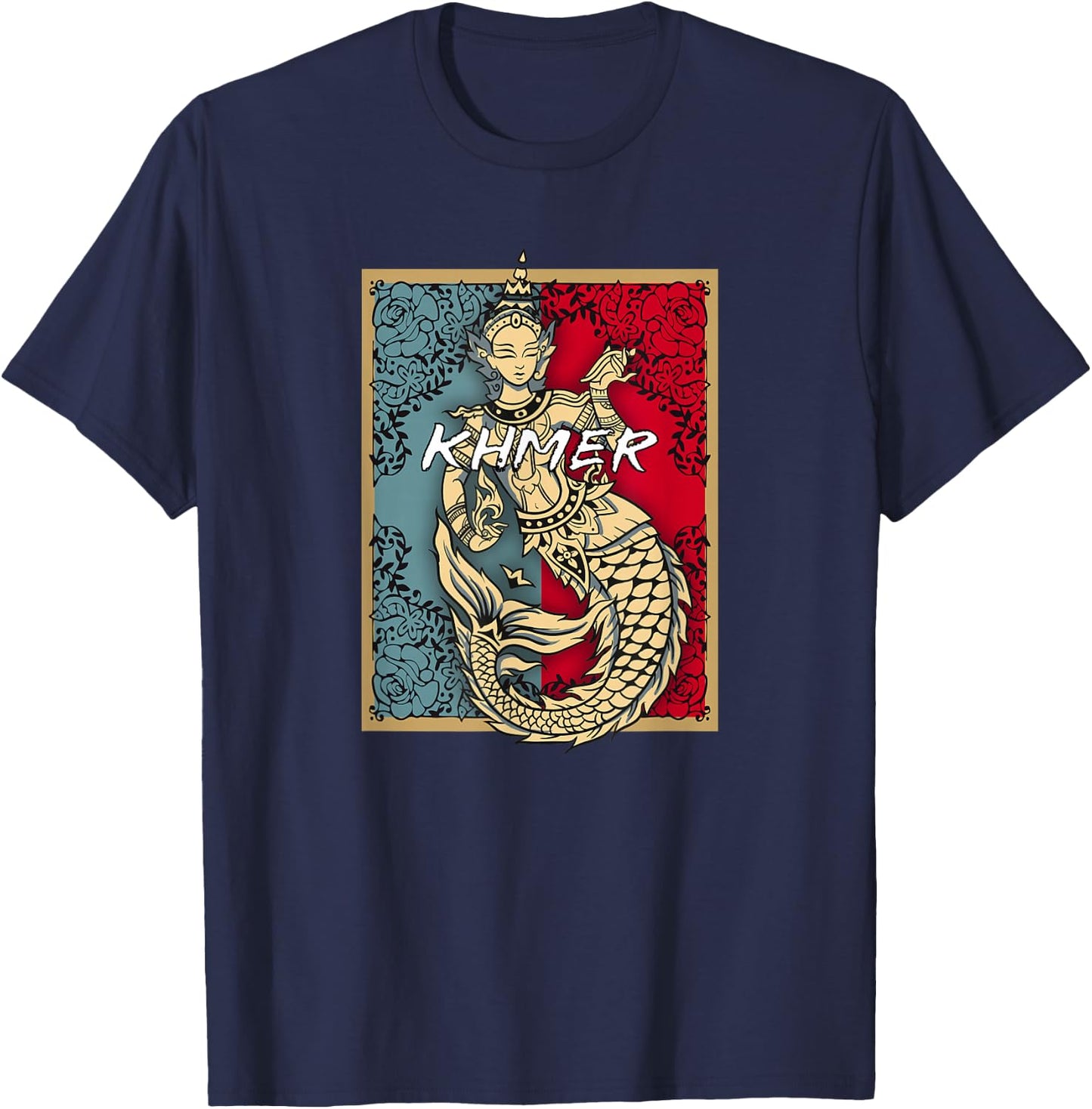 Cambodia Cambodian Khmer Apsara Traditional Dance Temple T-Shirt - T-Shirt | Navy