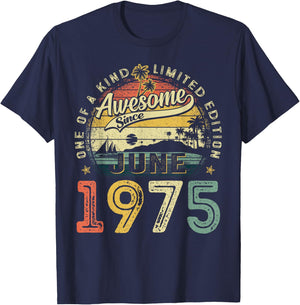 50 Years Old Vintage Made In June 1975 50th Birthday Men Dad T-Shirt - T-Shirt | Navy
