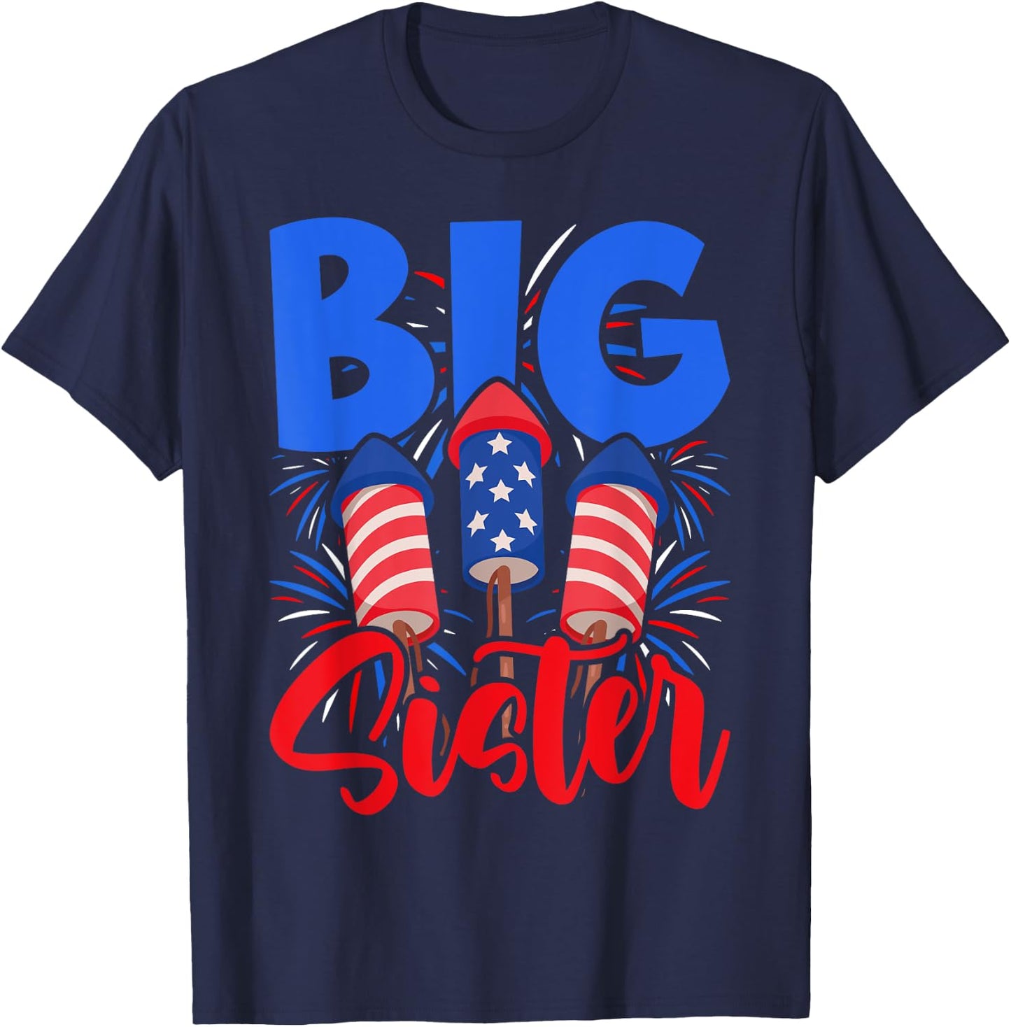 This Little Is Going to Be Big Sister, 4th July Big Sister T-Shirt - T-Shirt | Navy