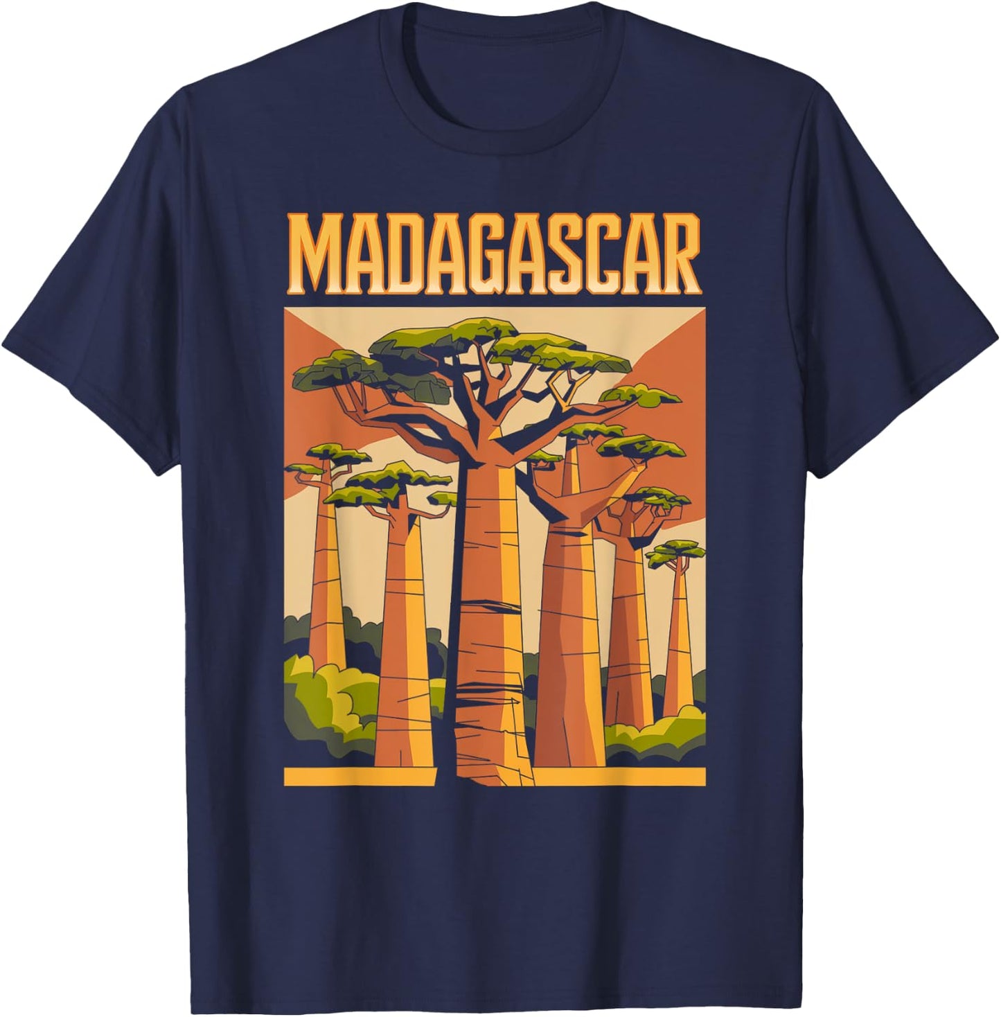 Madagascar Vintage Baobab Tree, Travel and Adventure T-Shirt - T-Shirt | Navy