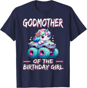Godmother of the Birthday Girl Monster Truck Unicorn Bday T-Shirt - T-Shirt | Navy