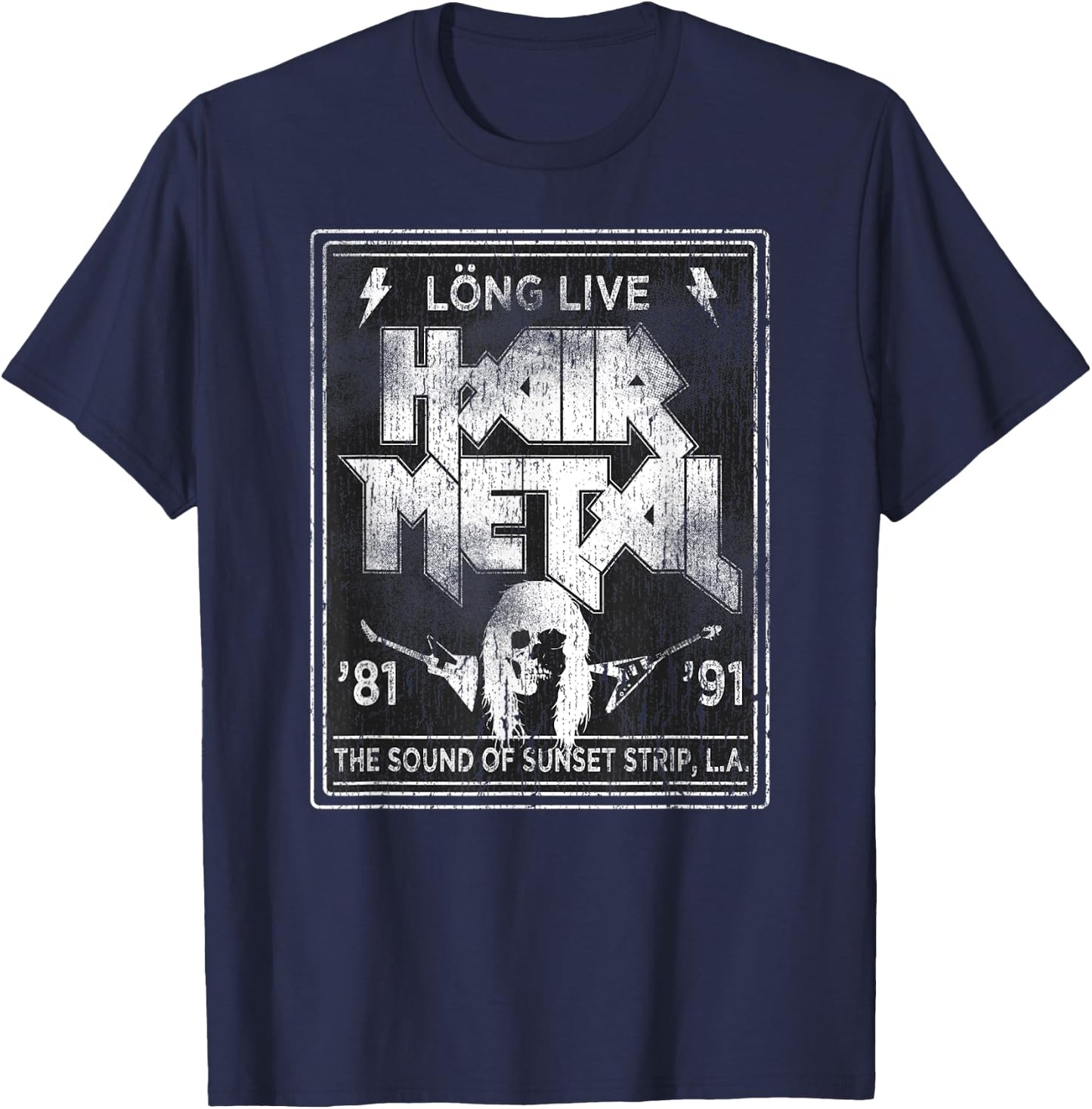 Long Live Hair Metal Rock 'n' Roll Fan T-Shirt - T-Shirt | Navy