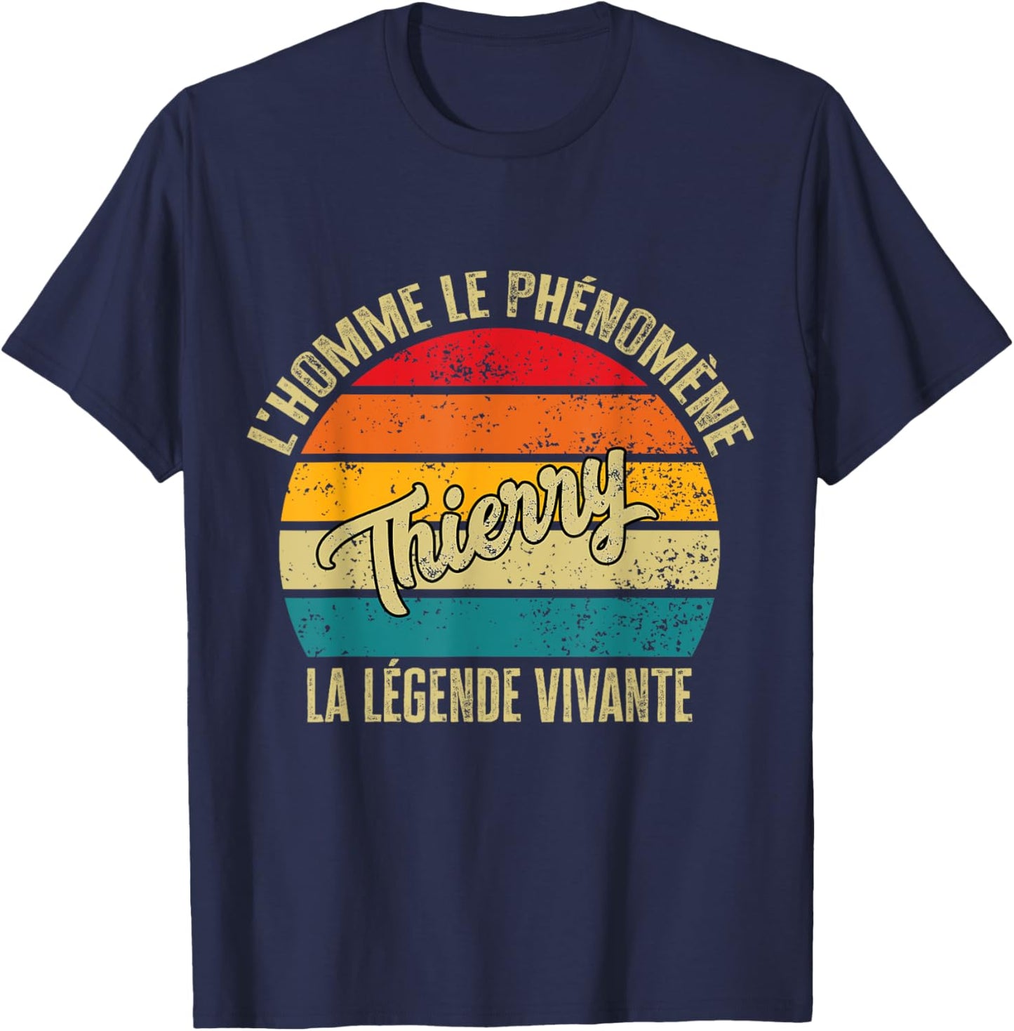 Thierry Personalised Gift Humour Man The Legend Living , Black, S T-Shirt - T-Shirt | Navy