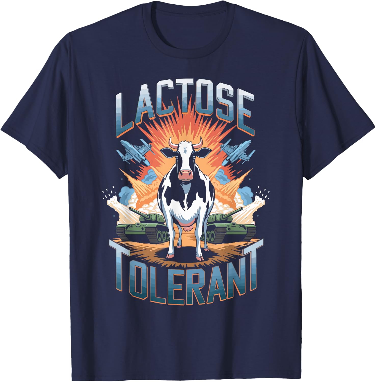 Lactose Tolerant Cool Cow Milk Dairy Humor Funny T-Shirt - T-Shirt | Navy