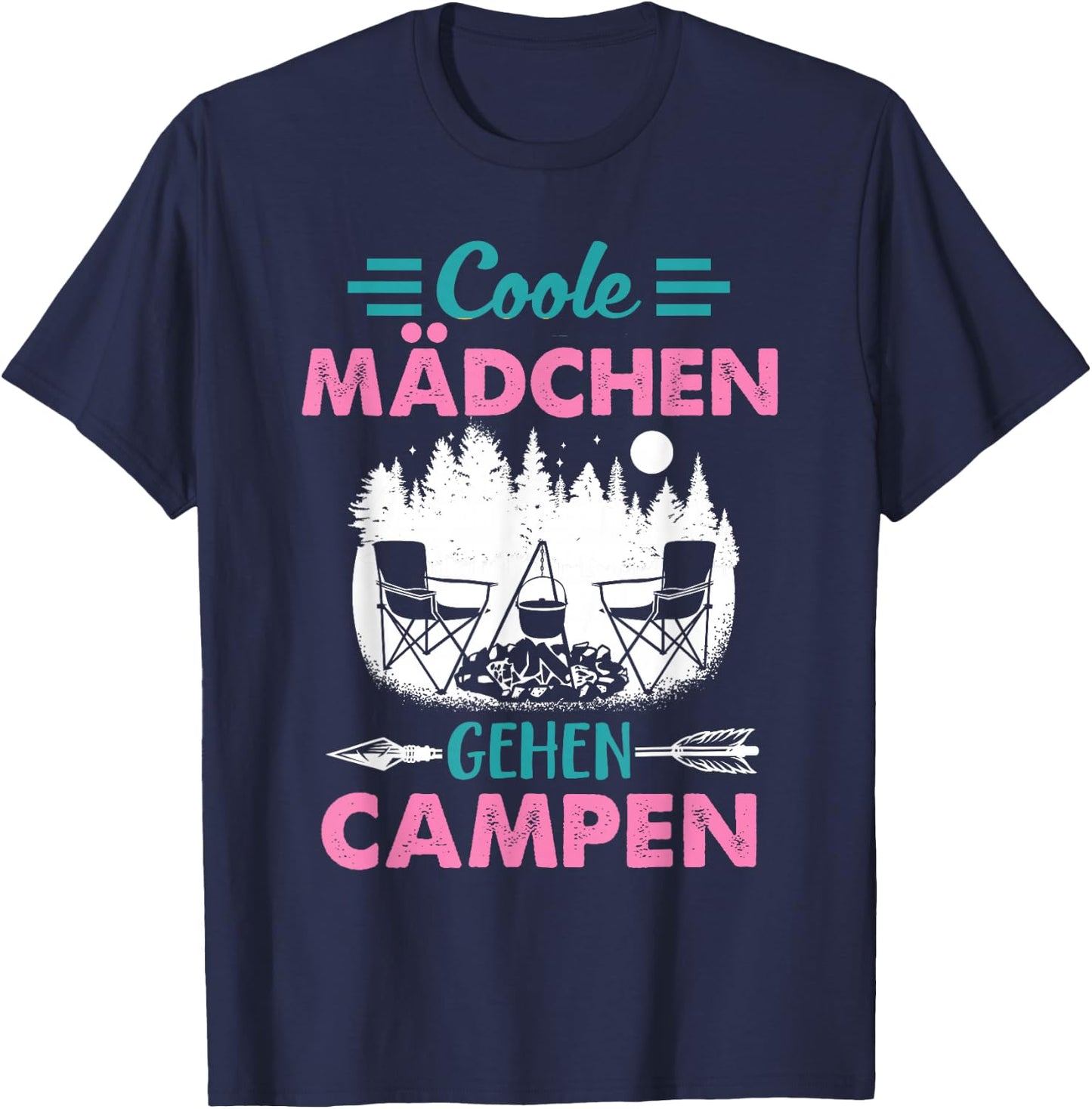 Coole Mädchen Gehen Campen Camper Zelten Camping T-Shirt - T-Shirt | Navy