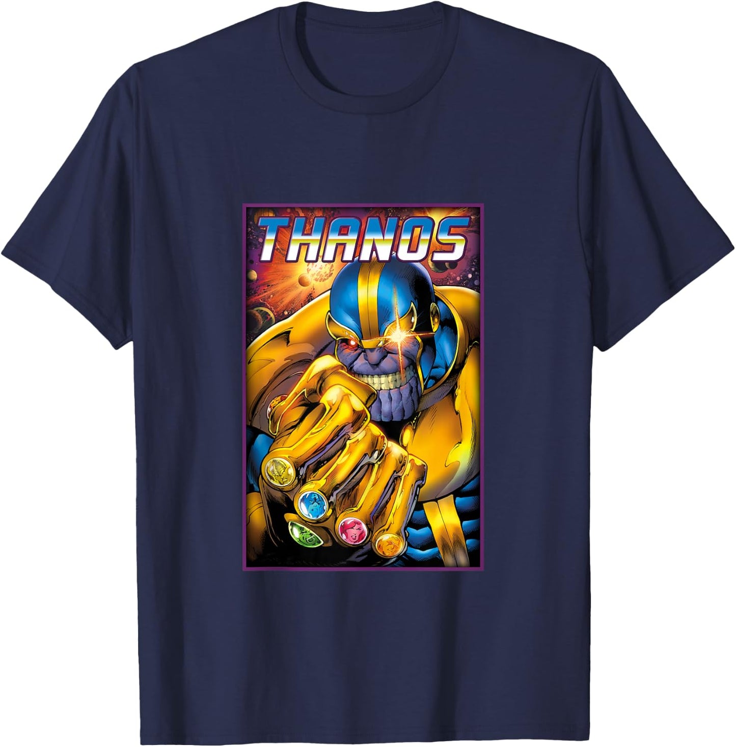 Marvel Comics Retro Classic Thanos Infinity Gems Vintage T-Shirt - T-Shirt | Navy