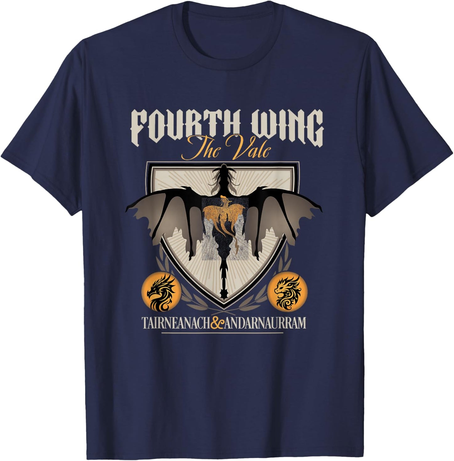 Fourth Wing The Empyrean The Vale Dragon Crest T-Shirt - T-Shirt | Navy