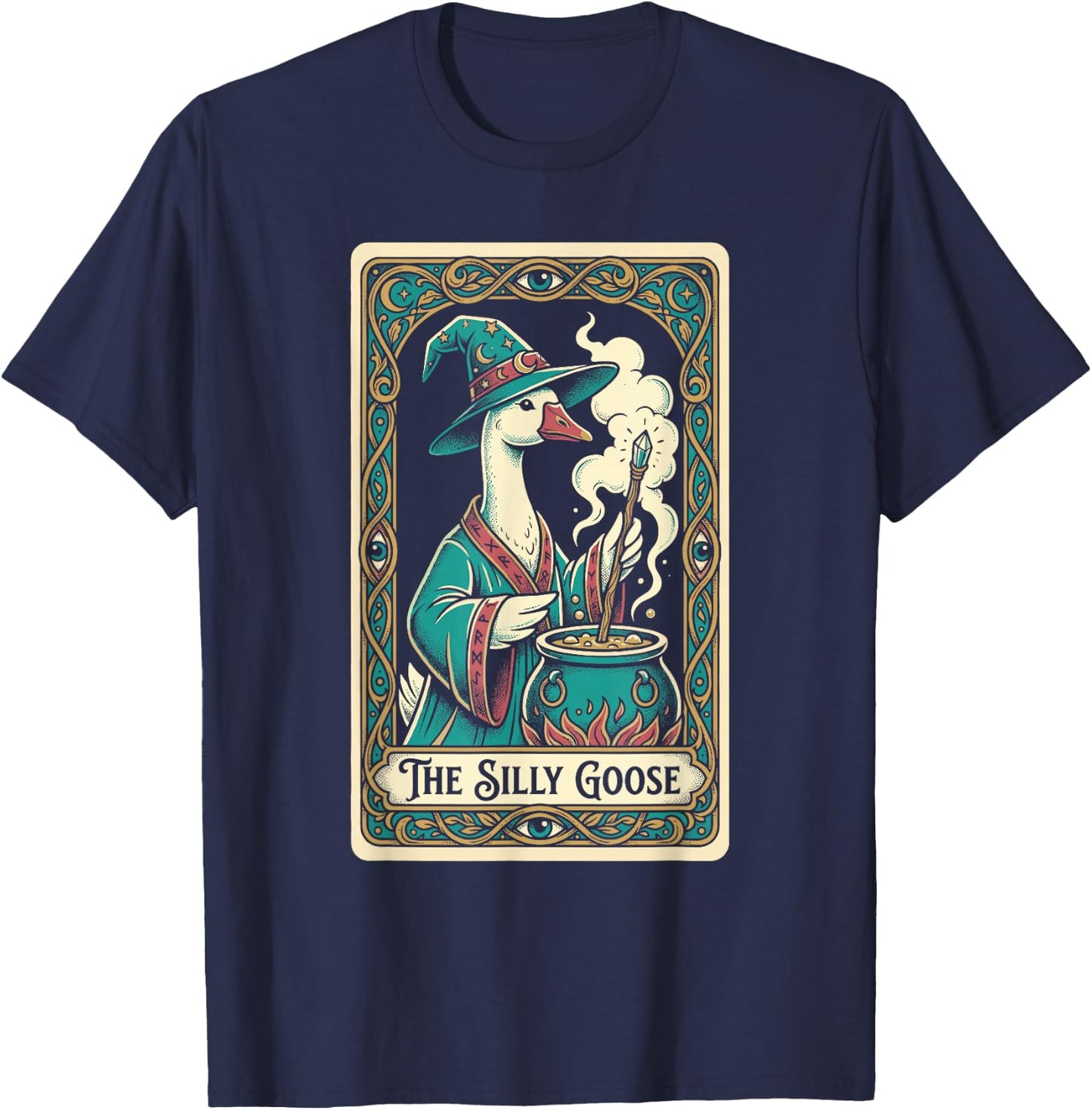The Silly Goose Tarot Card Magic Wizard Meme T-Shirt - T-Shirt | Navy