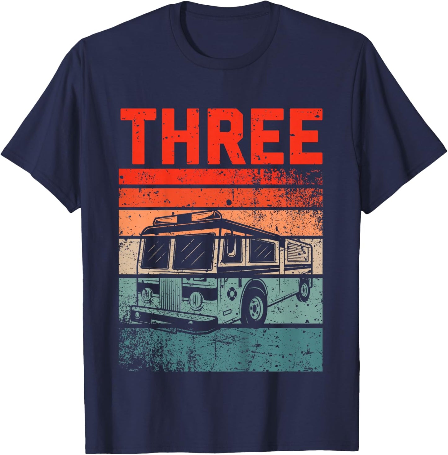 3 Year Old Shirt 3rd Birthday Boy Firefighter Fire Truck T-Shirt - T-Shirt | Navy