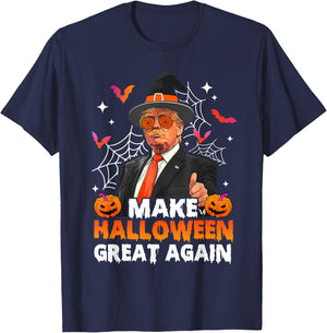 Make Halloween Great Again Funny Trump Spooky Season Witch T-Shirt - T-Shirt | Navy
