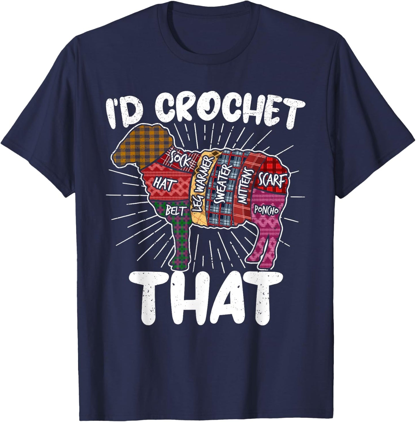 I'd Crochet that Funny Crochet Sheep Yarn Crocheters Women T-Shirt - T-Shirt | Navy
