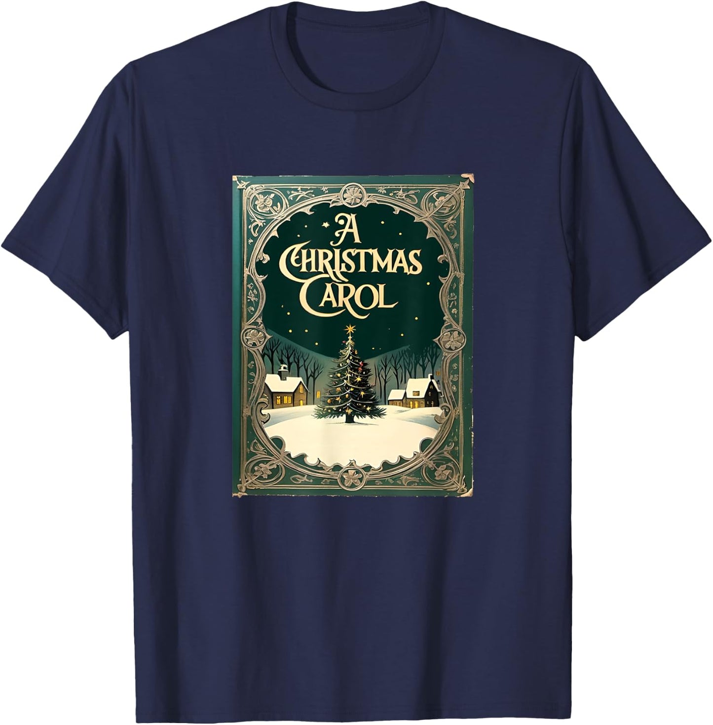 Famous X-Mas : A Christmas Carol by Charles Dickens - Adult Black Short Sleeve Classic - Holiday, Christmas, Storytelling, Readers, Families T-Shirt - T-Shirt | Navy