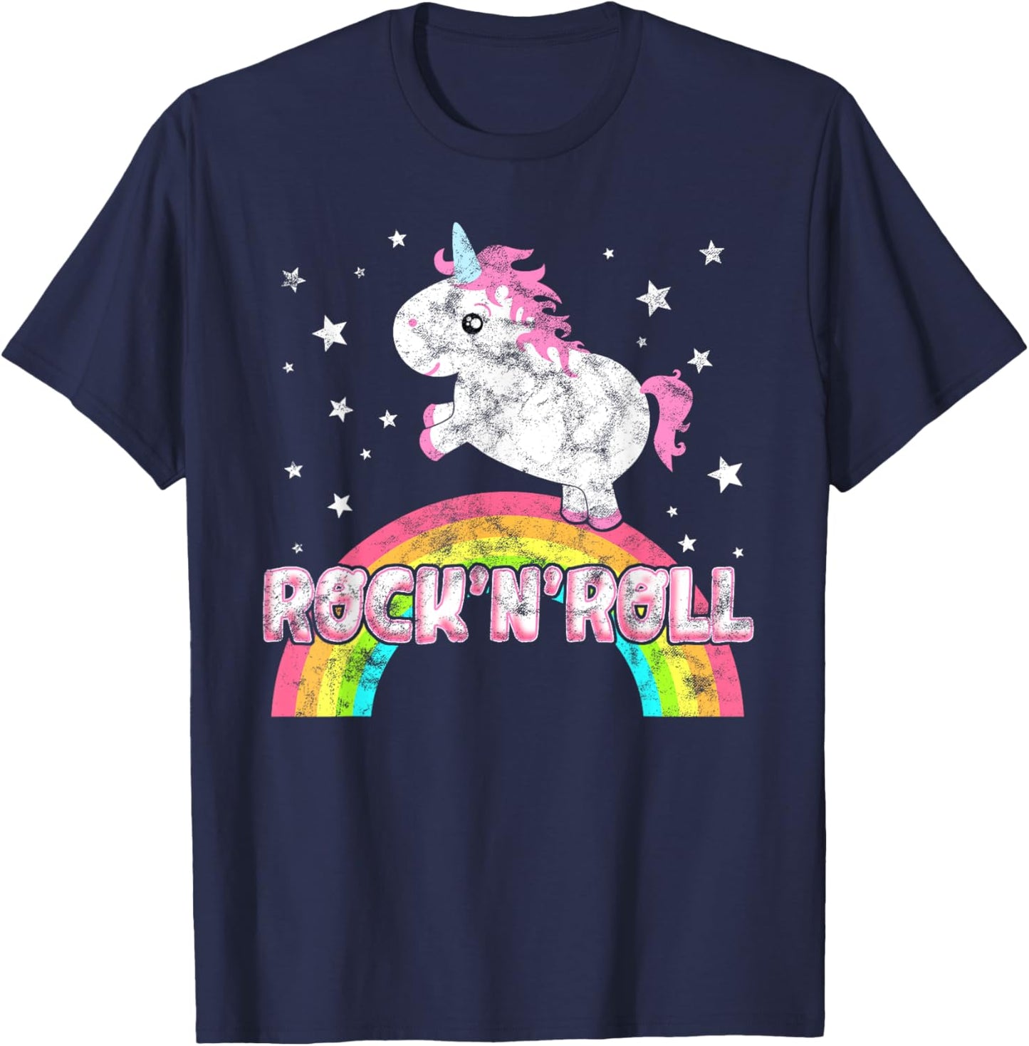 Funny Ironic Cool Unicorn Rock'n'Roll Music Festival T-Shirt - T-Shirt | Navy