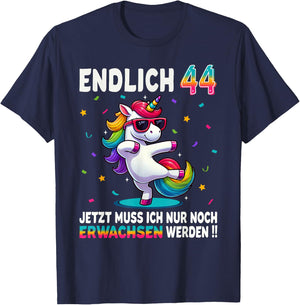 44th Birthday Gifts Woman Man Party Outfit Unicorn , black T-Shirt - T-Shirt | Navy