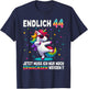44th Birthday Gifts Woman Man Party Outfit Unicorn , black T-Shirt - T-Shirt | Navy