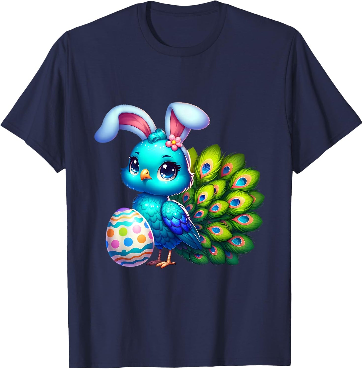 Funny Easter Peacock Lover Egg Eggs Bunny Rabbit Men Women T-Shirt - T-Shirt | Navy