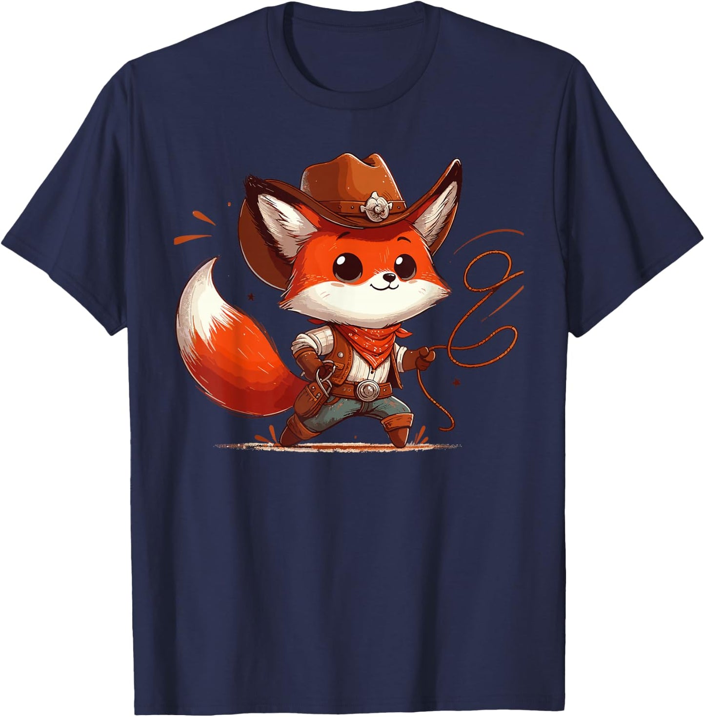 Western Rodeo Cowboy Hat Fox Texas Animals T-Shirt - T-Shirt | Navy