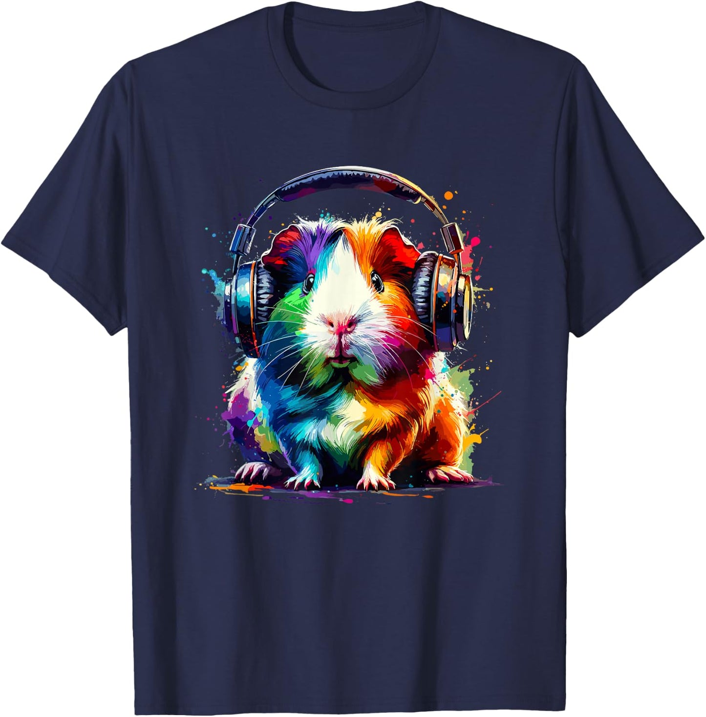 Guinea Pigs Gift A Guinea Pig Lover Colourful Splash Art Guinea Pig Lovers Guinea Pig T-Shirt - T-Shirt | Navy