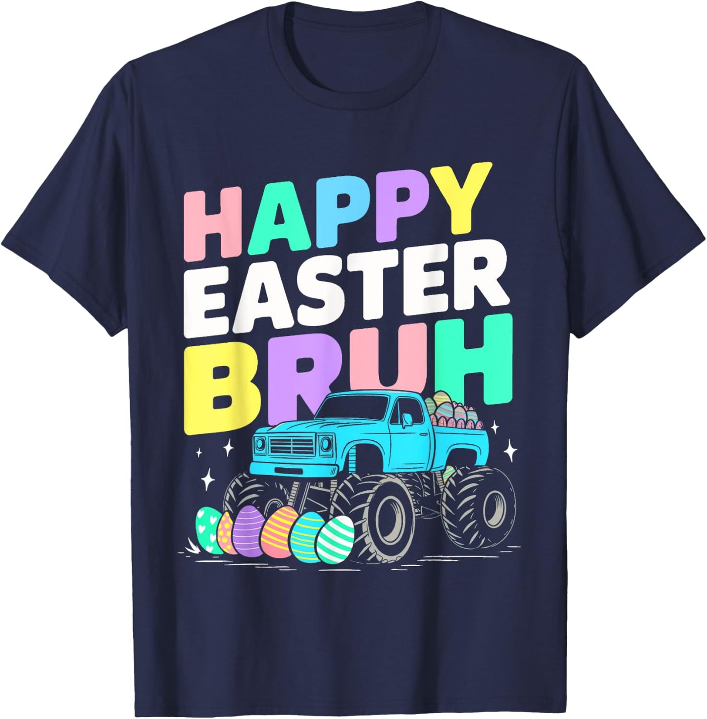 Bruh Easter Shirts for Boys Kids Monster Truck Eggs T-Shirt - T-Shirt | Navy