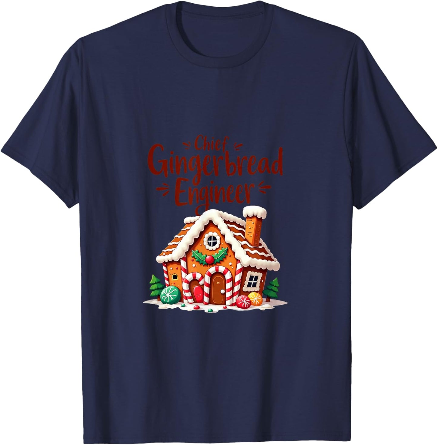 Chief Gingerbread Engineer | Funny Christmas Design T-Shirt - T-Shirt | Navy
