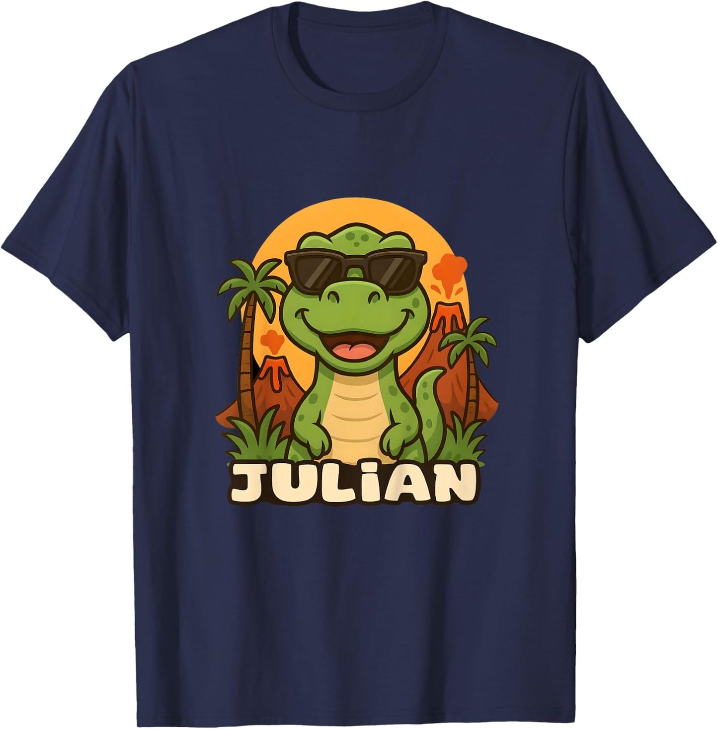 Kids Julian - Dinosaur T-Rex Themed Design with Name for Kids T-Shirt - T-Shirt | Navy