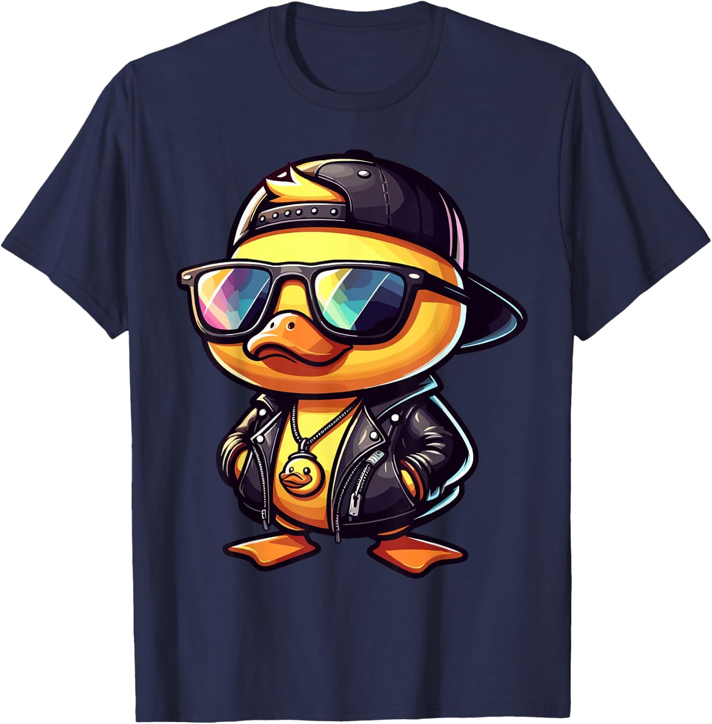 Duck with Sunglasses Cool Rubber Duck T-Shirt - T-Shirt | Navy