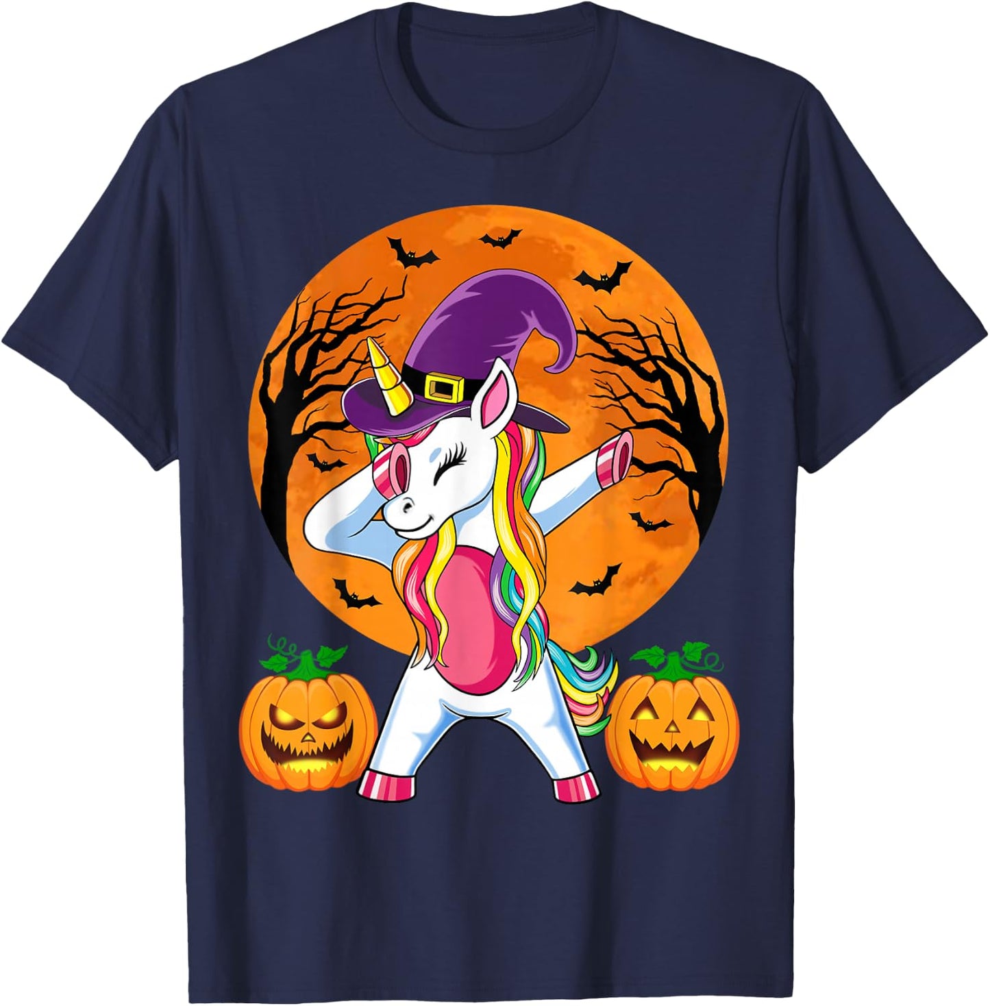 Süße Hexe Einhorn Halloween Witchy Unicorn Kürbis Mädchen T-Shirt - T-Shirt | Navy