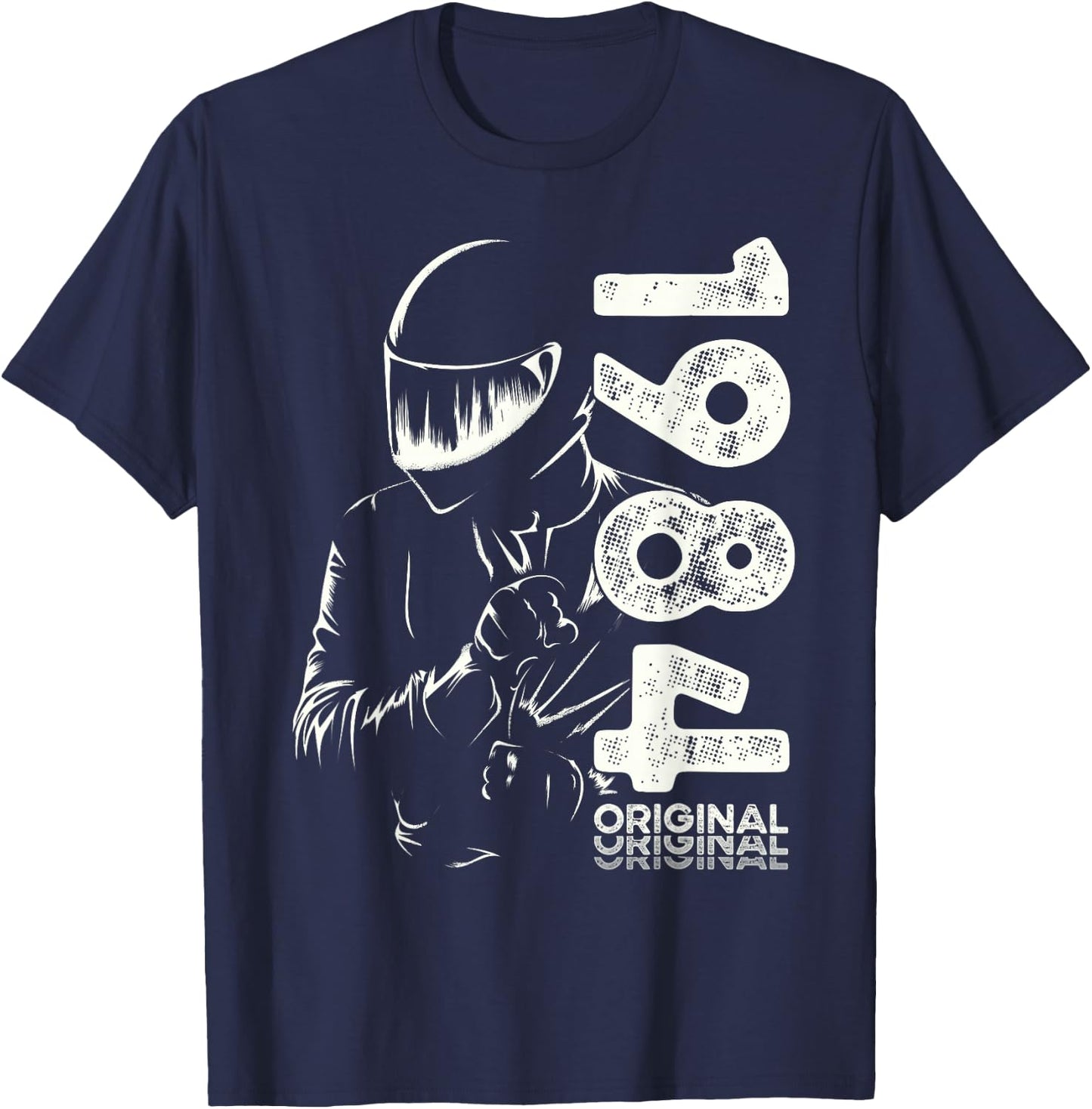 40th Birthday Man Motorcycle Biker Biker 1984 , Black, S T-Shirt - T-Shirt | Navy