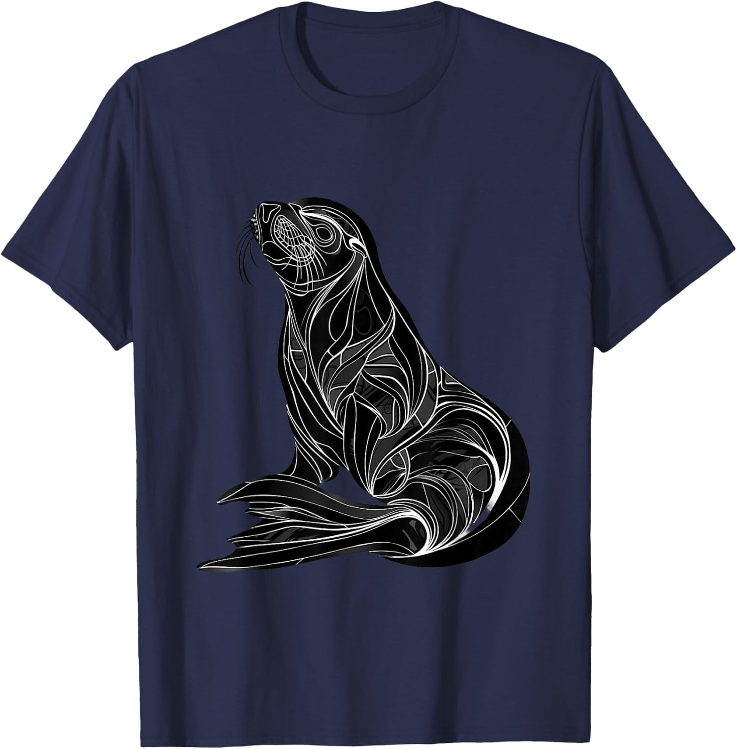 Seal Ocean Sea Seal Marine Mammal Sea Ocean Animal Artwork T-Shirt - T-Shirt | Navy