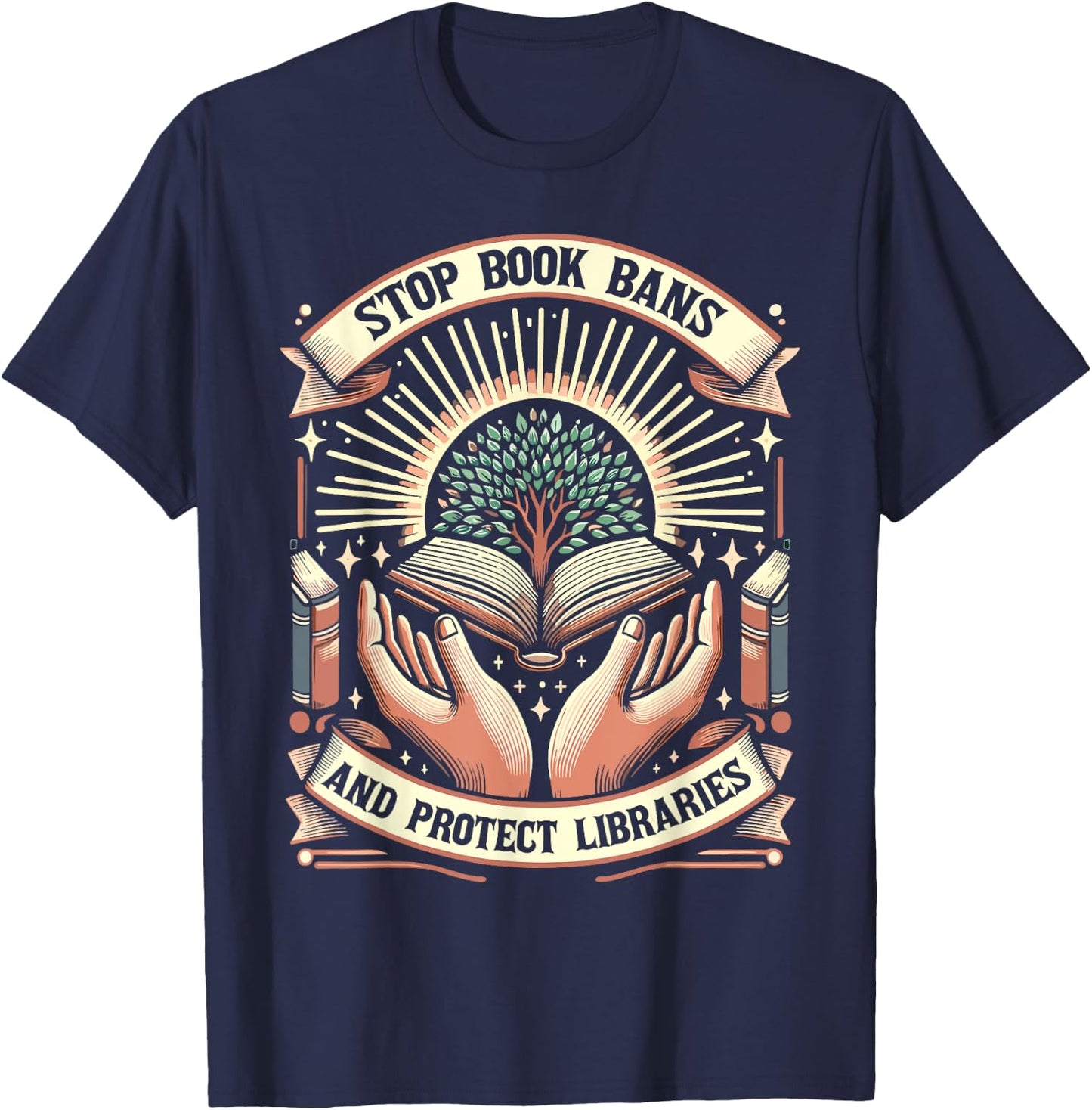 Banned Books Librarian Reading T-Shirt - T-Shirt | Navy